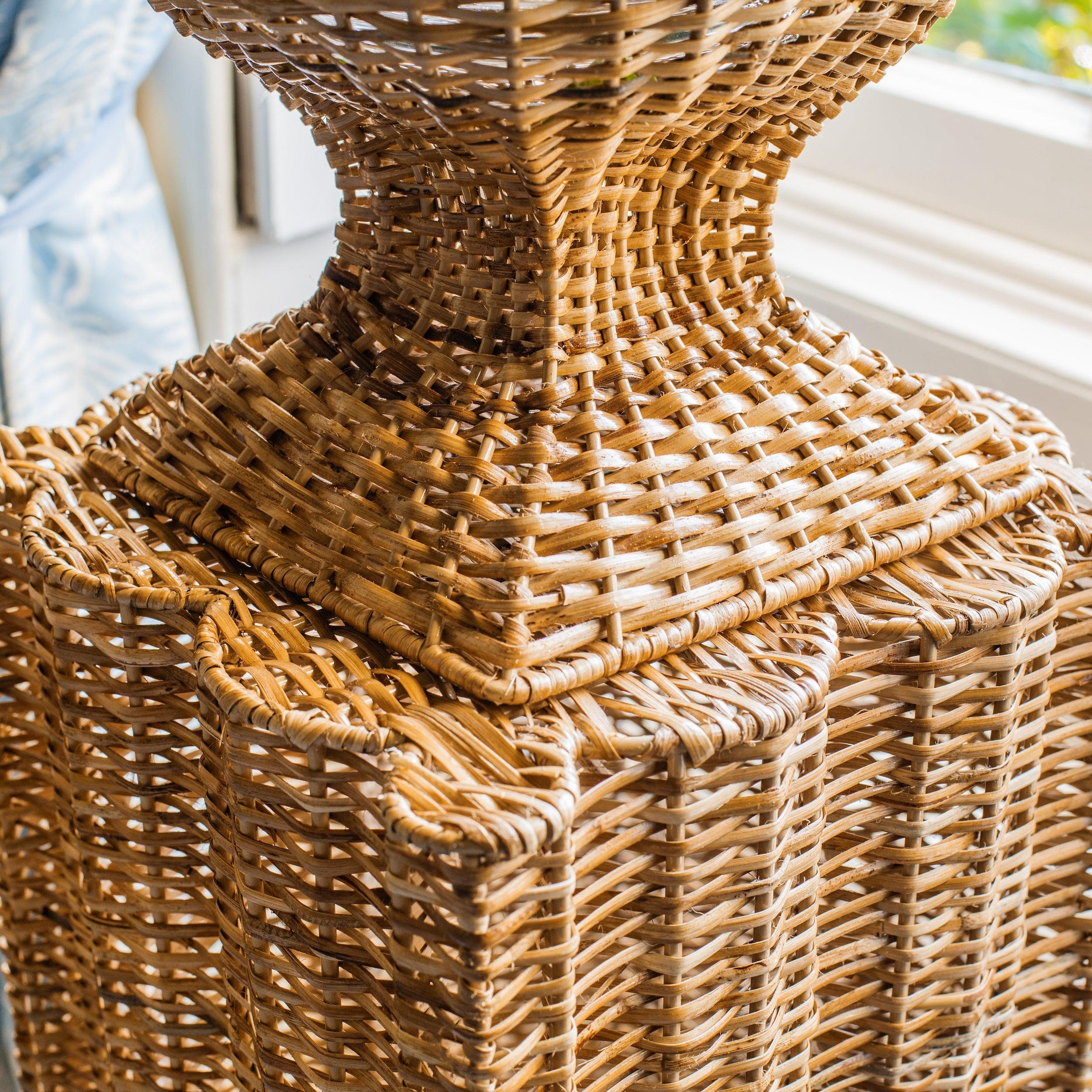 Liliana Scalloped Rattan Urn & Pedestal - Image 11