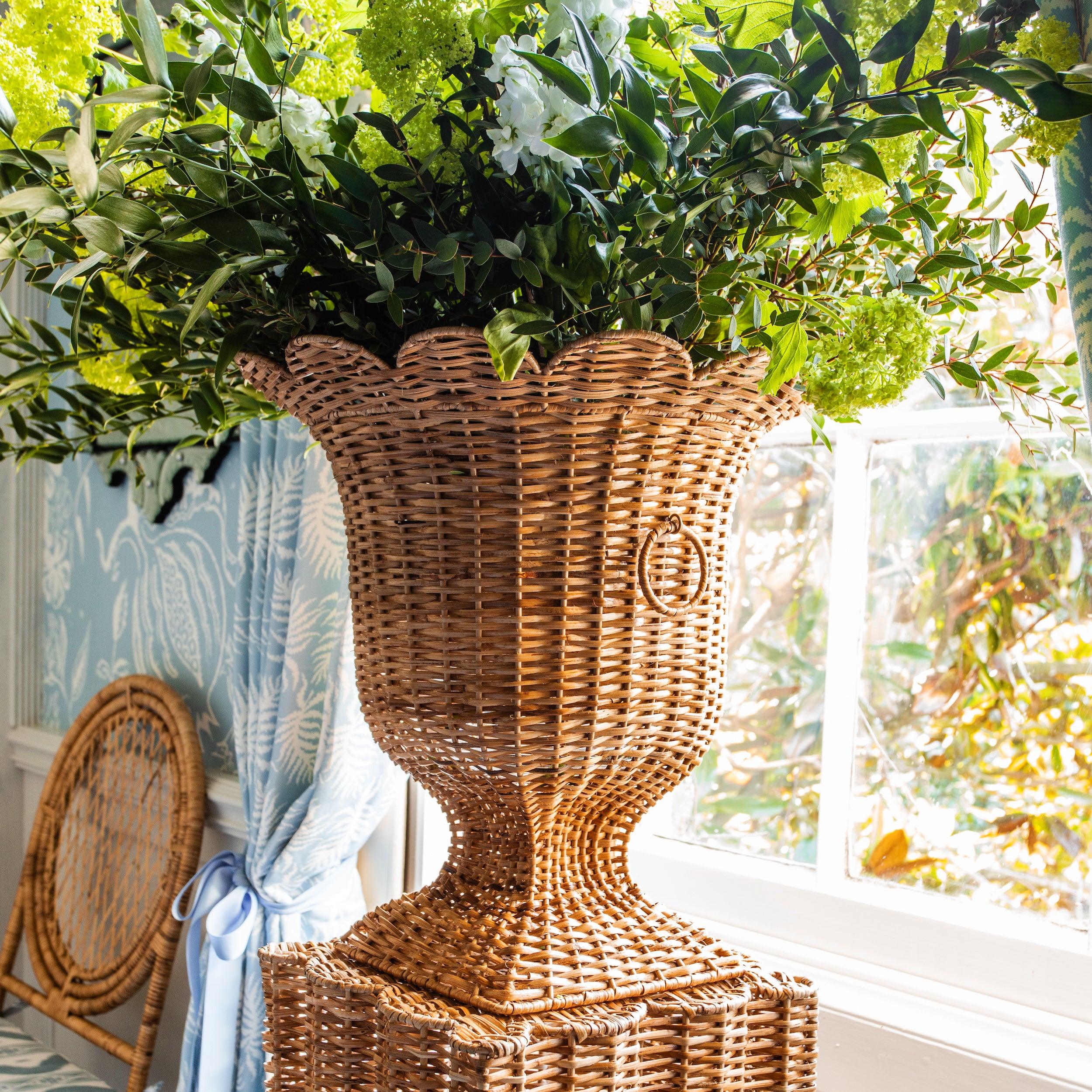 Liliana Scalloped Rattan Urn - Image 9