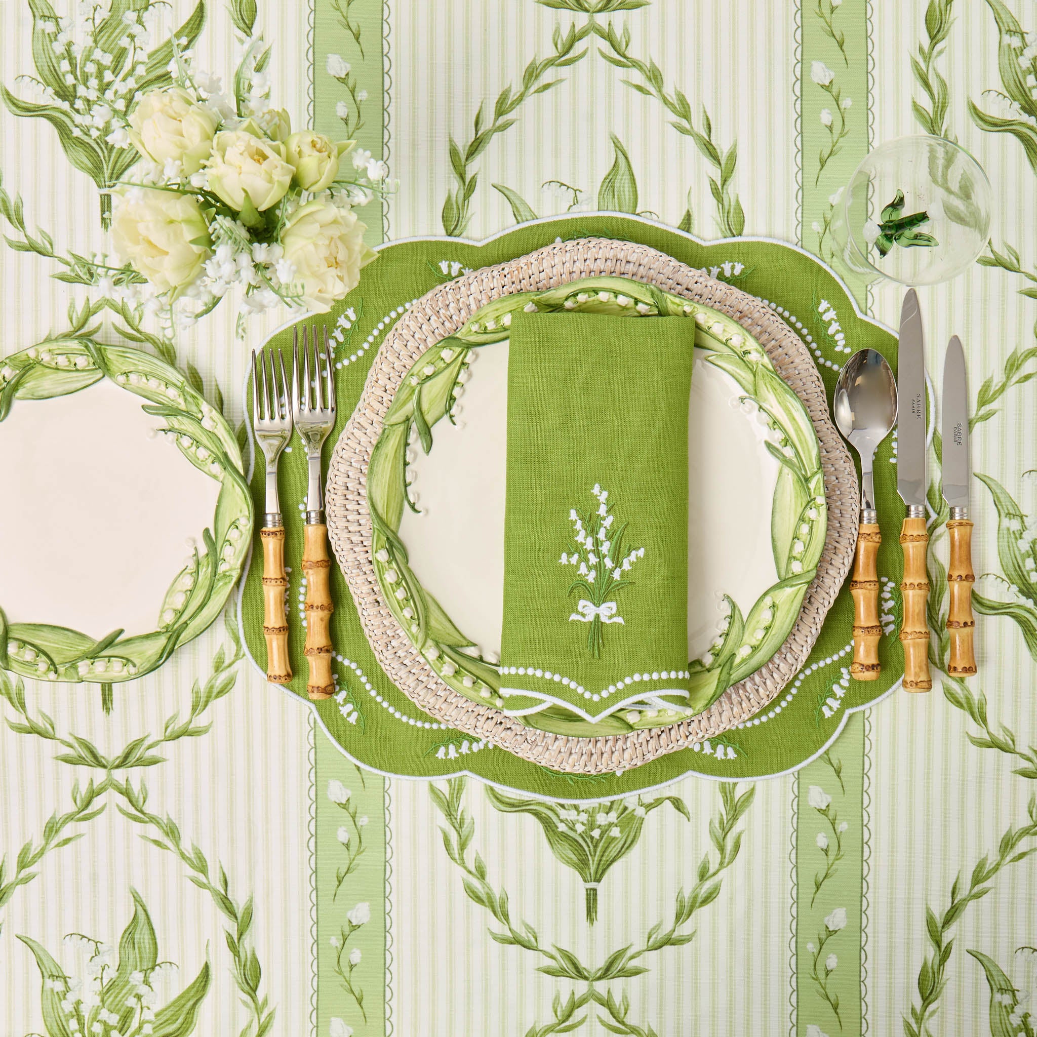 Green Lily of the Valley Eloise Linen Napkins (Set of 4) - Image 13