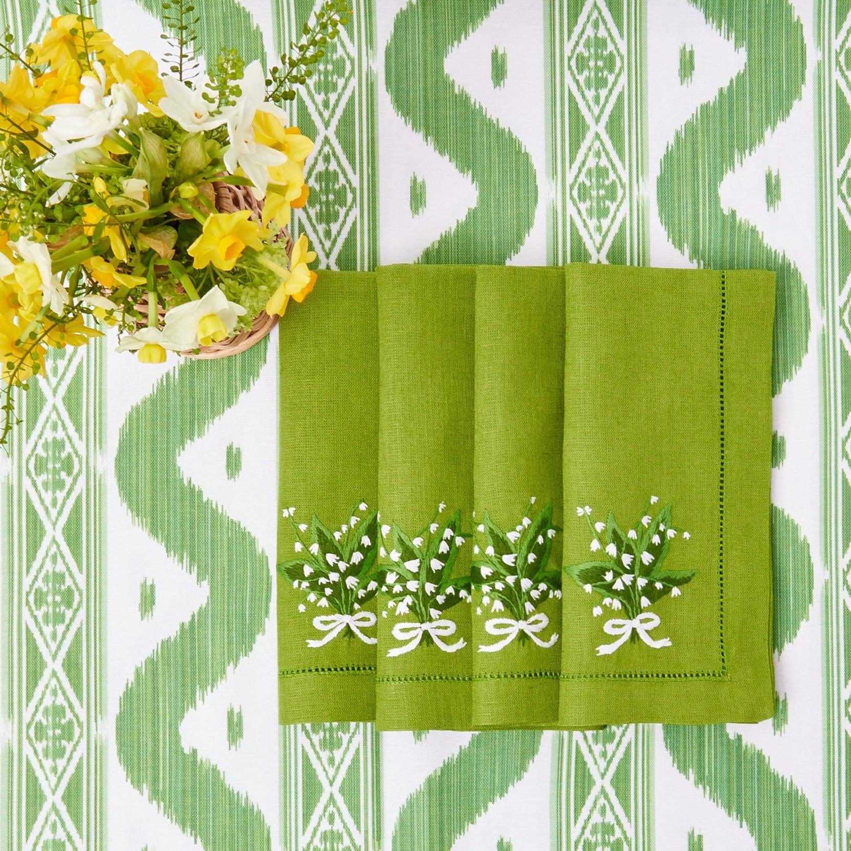 Green Lily of the Valley Linen Napkins (Set of 4) - Image 16