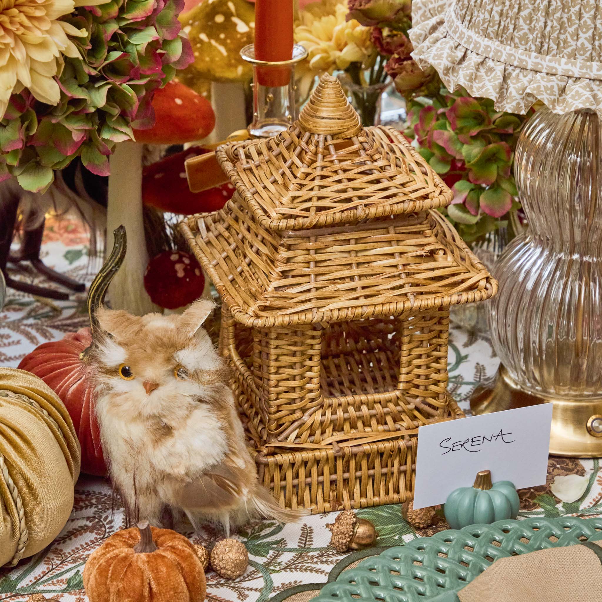 Mini Rattan Pagoda Lanterns (Pair) - Image 11