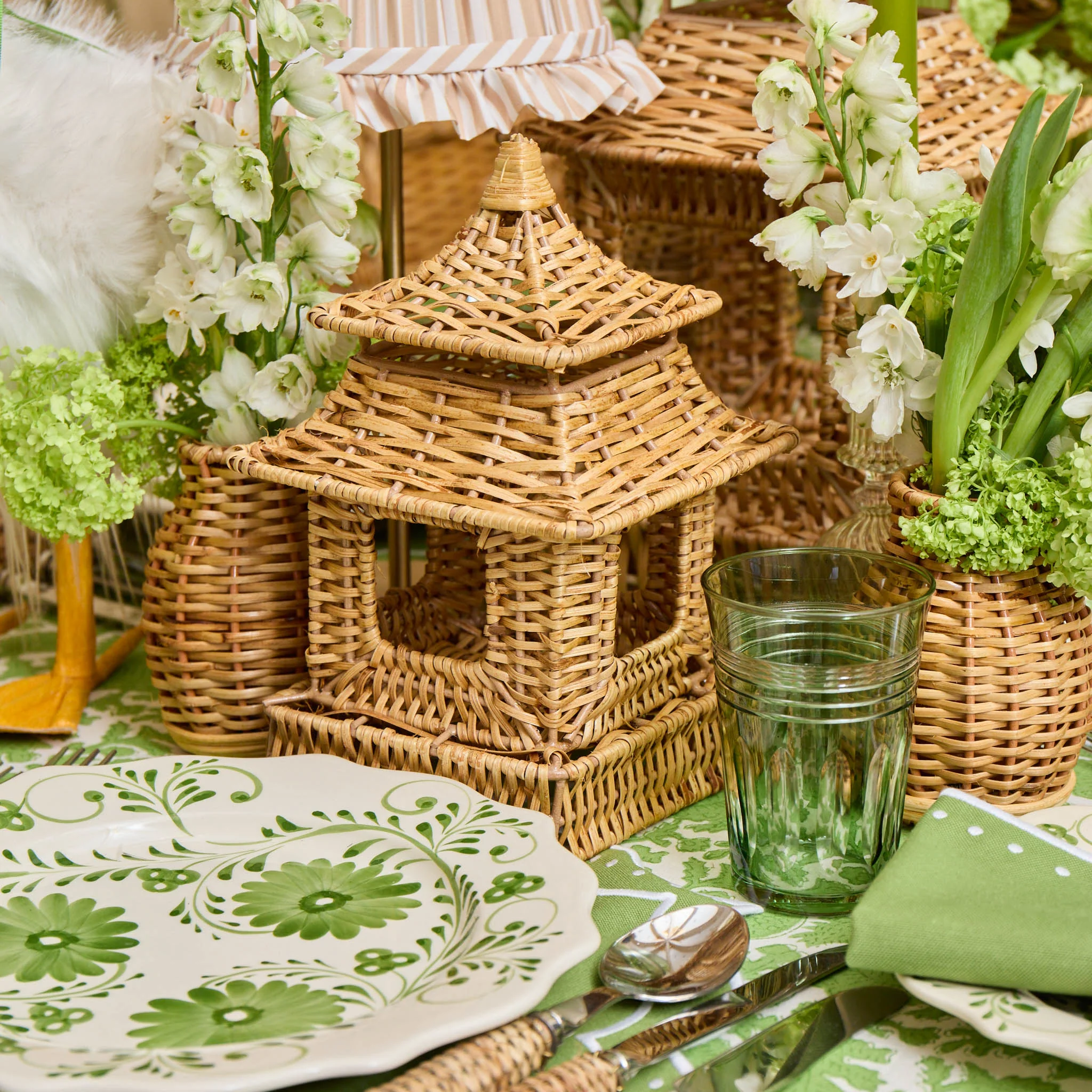 Mini Rattan Pagoda Lanterns (Pair) - Image 6