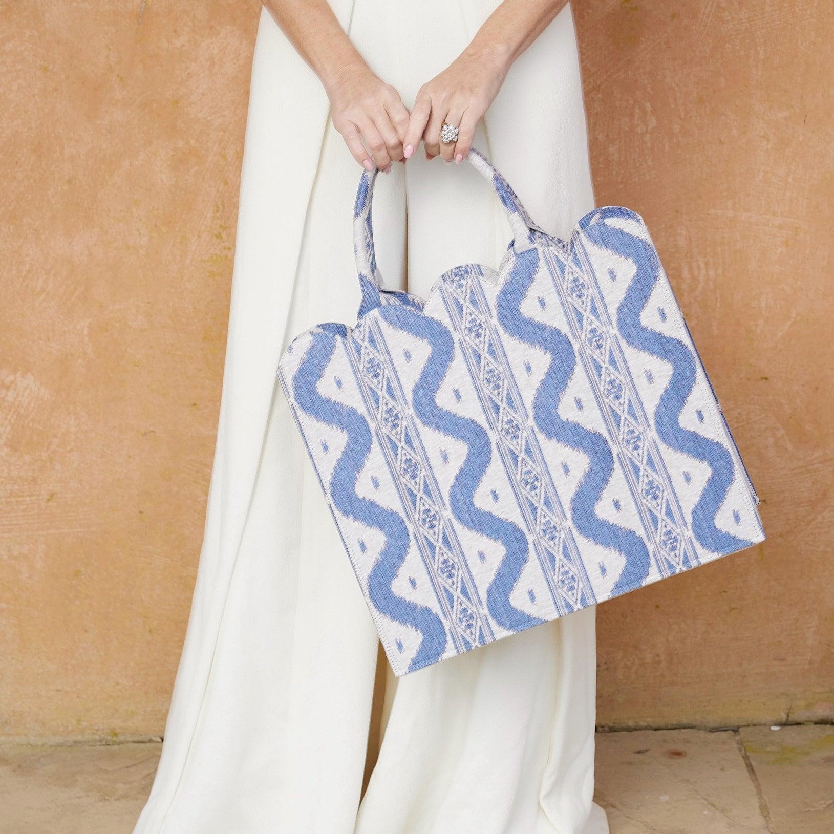 Mrs. Alice Tote Bag (Blue Ikat) - Image 8