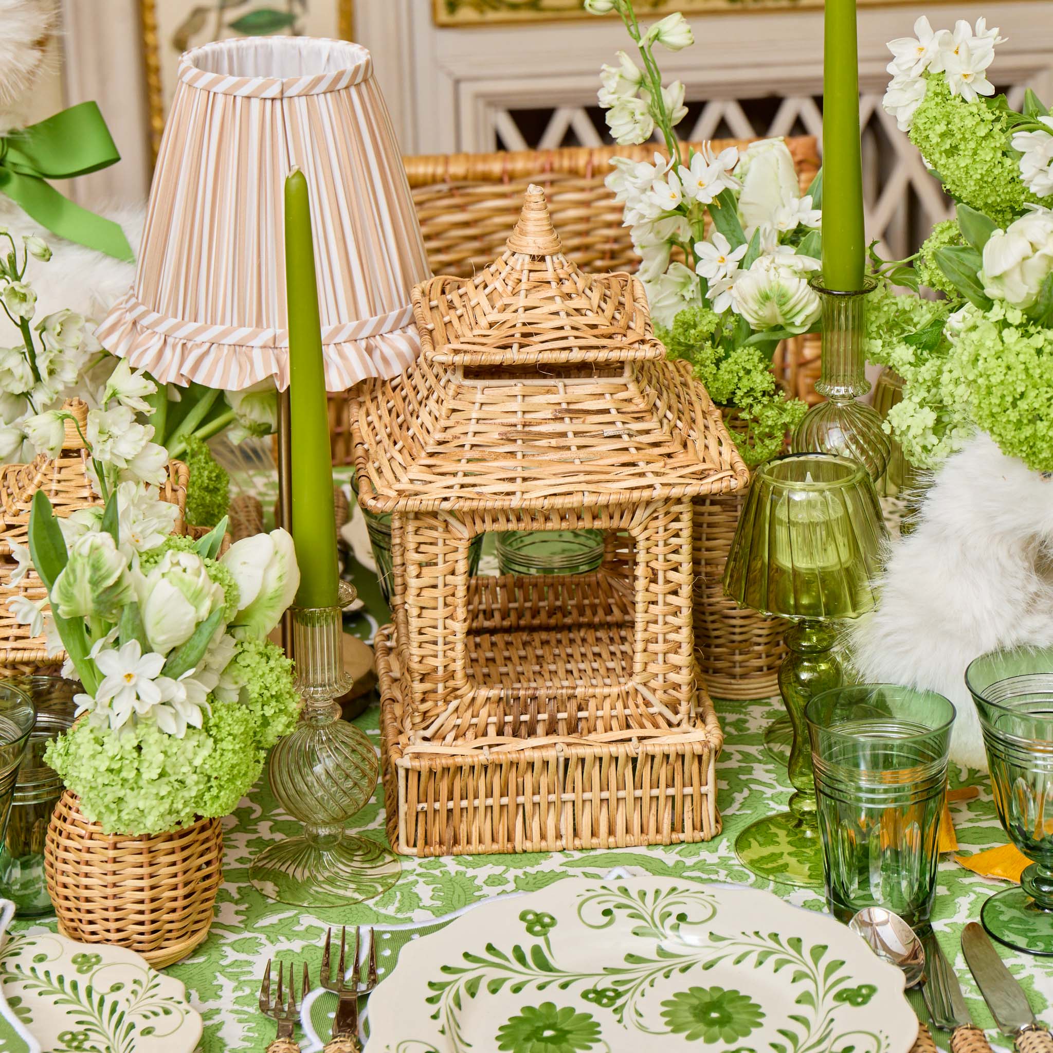 Mini Rattan Pagoda Lanterns (Pair) - Image 7