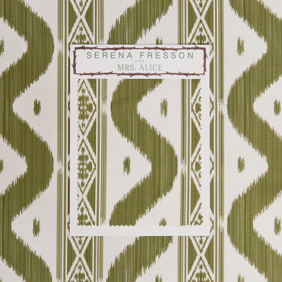 Olive Green Ikat Stripe Fabric - Image 8