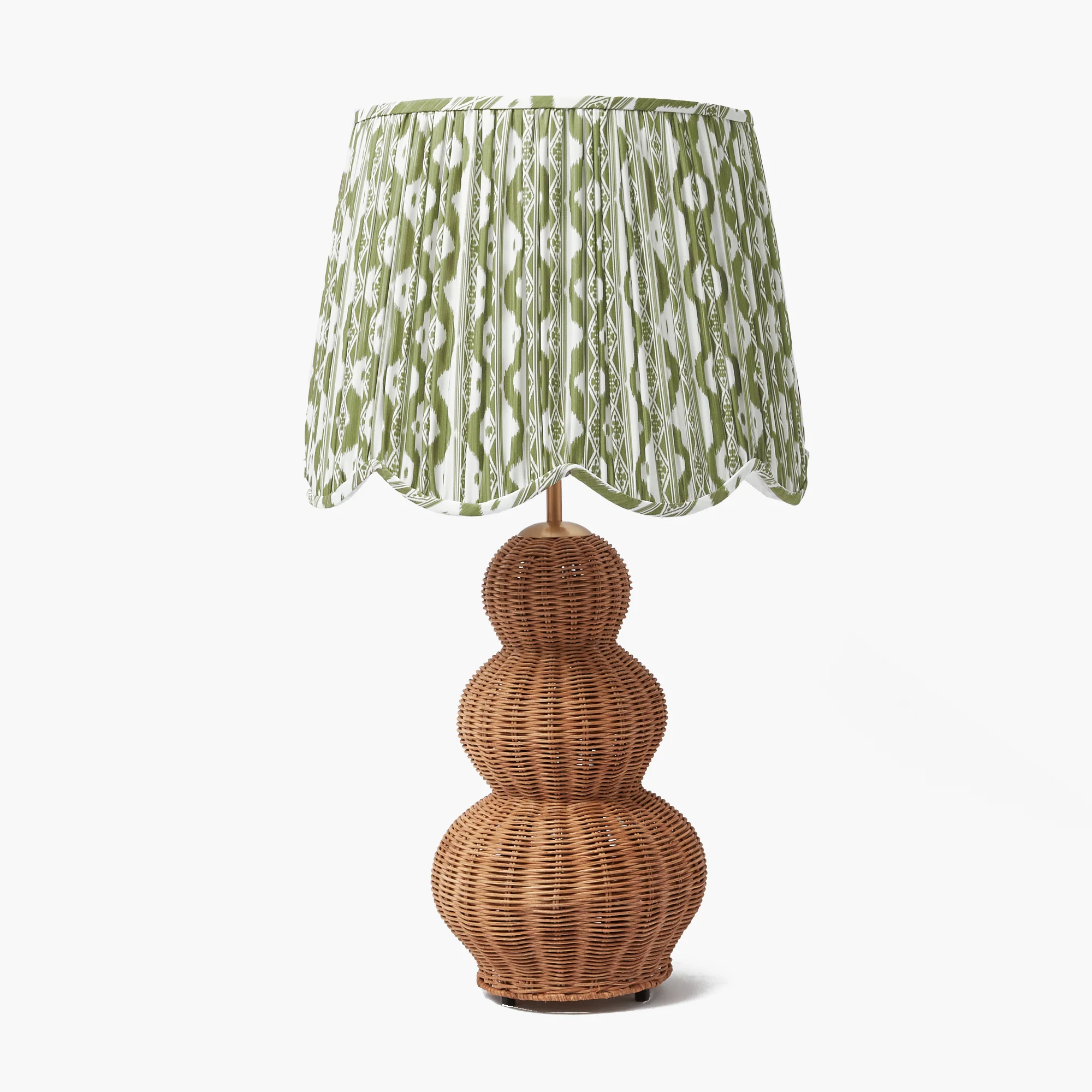 Olive Ikat Deep Scalloped Lampshade (40cm) - Image 3