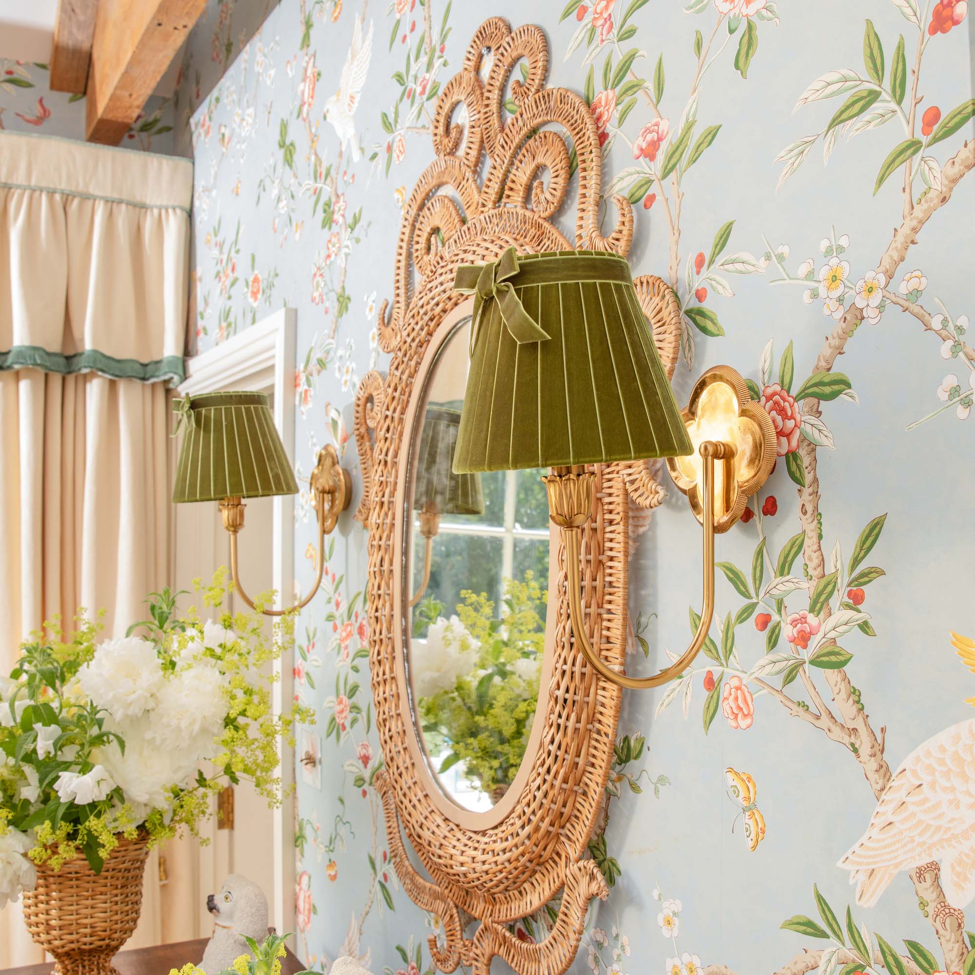 Olive Velvet Bow Lampshade (18cm) - Image 18