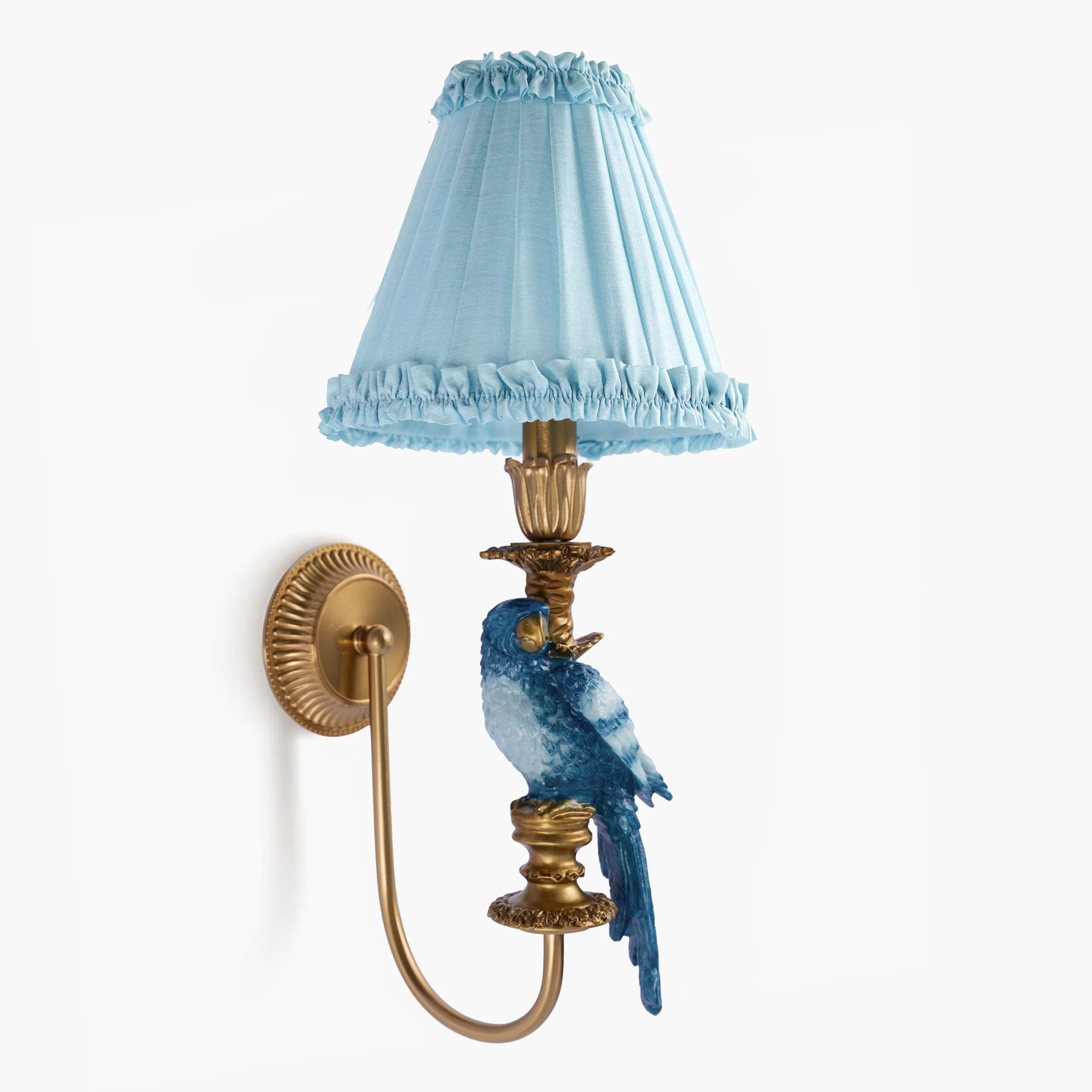 Soft Blue Frilled Silk Lampshade (18cm) - Image 9