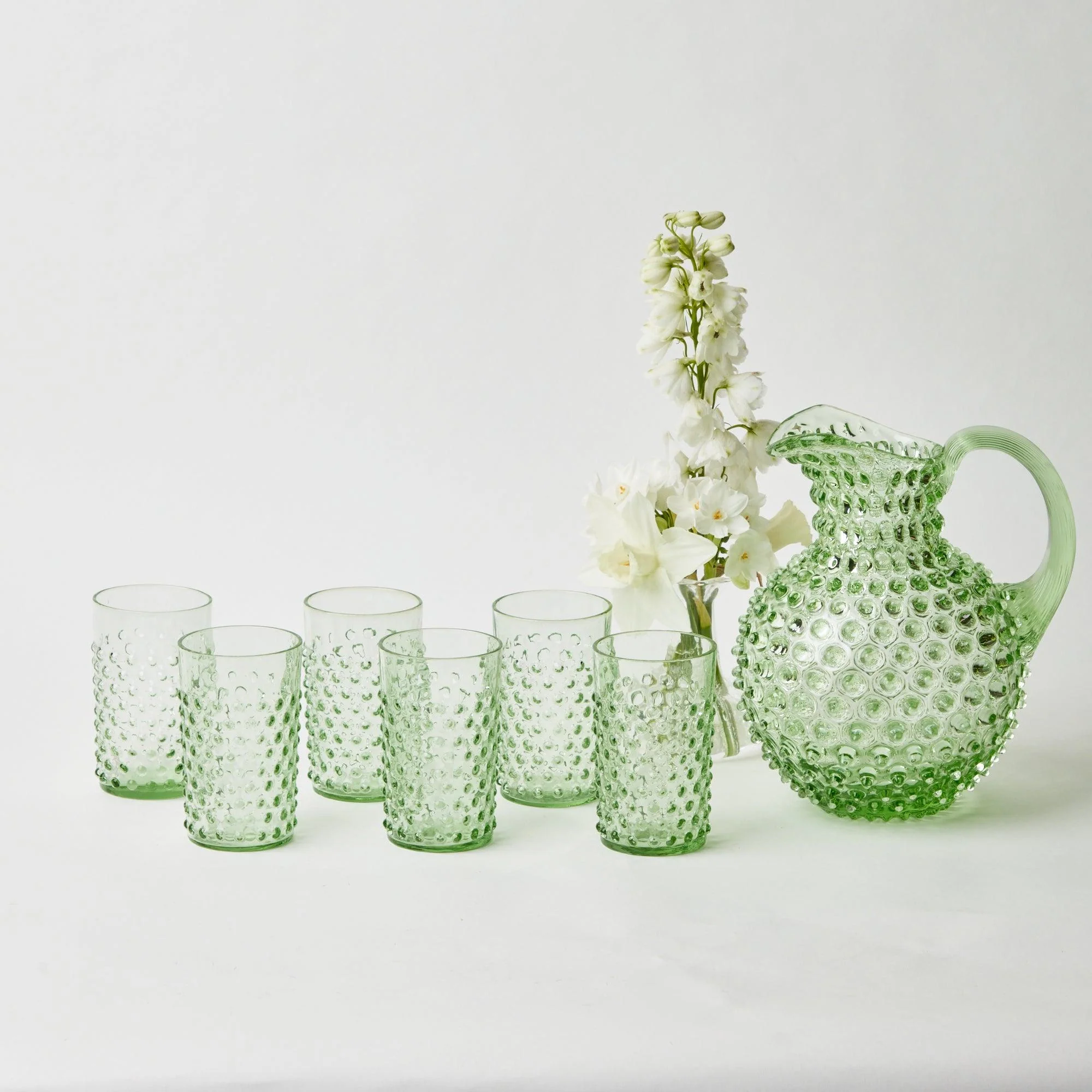 Emerald Hobnail Glasses & Jug Set - Image 7