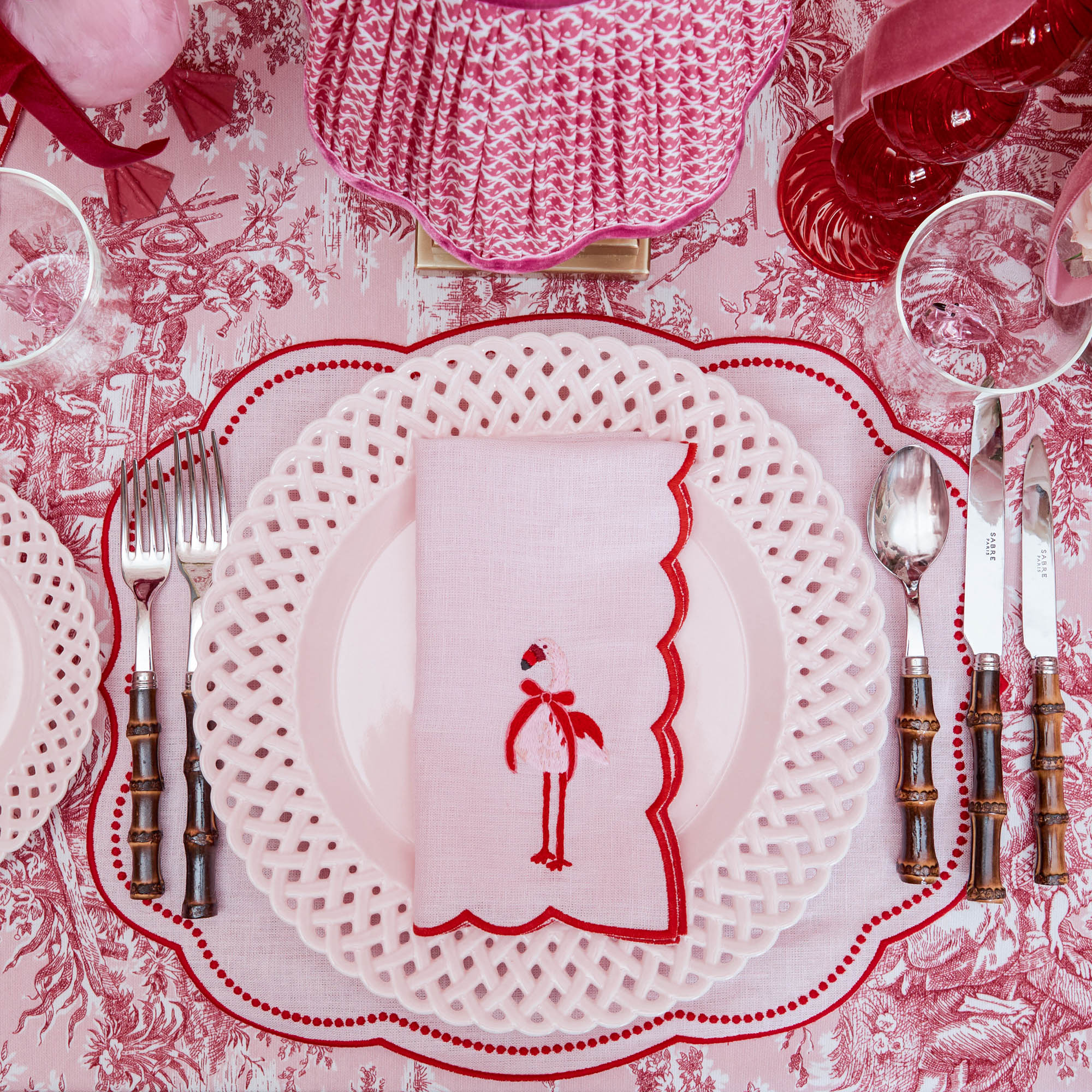 Pink Basketweave Dinner & Starter Plates (Set of 8) - Image 13