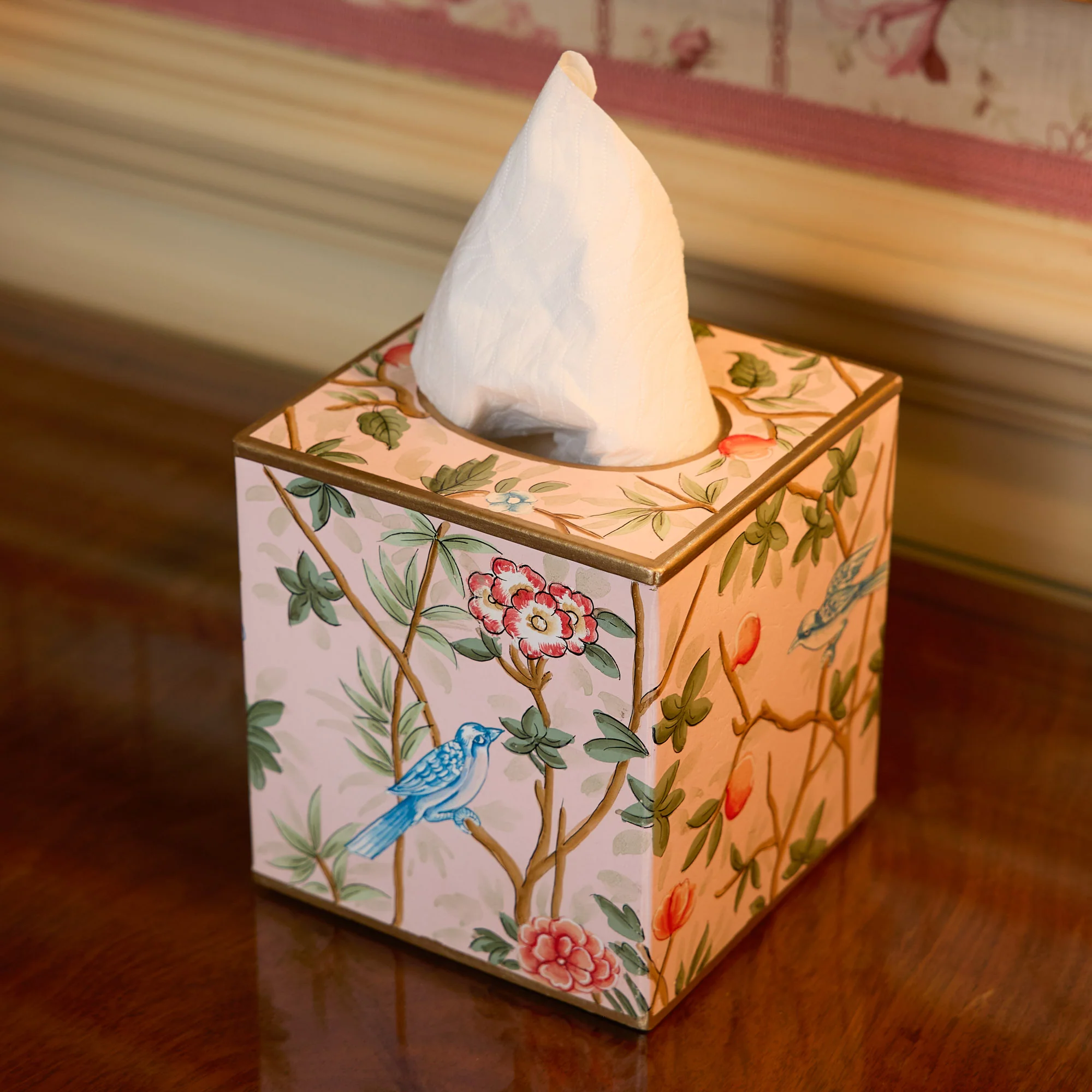 Pink Chinoiserie Tole Tissue Box - Image 4