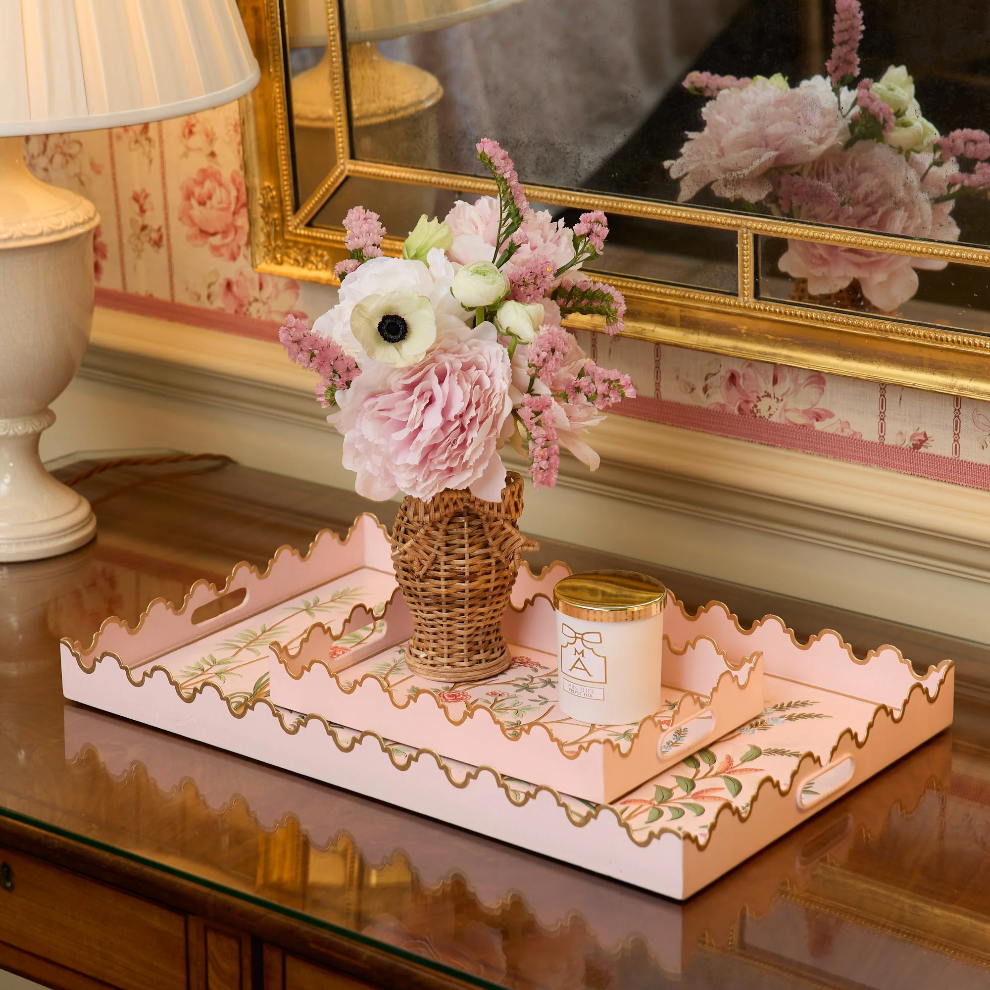 Pink Chinoiserie Tole Tray - Image 8