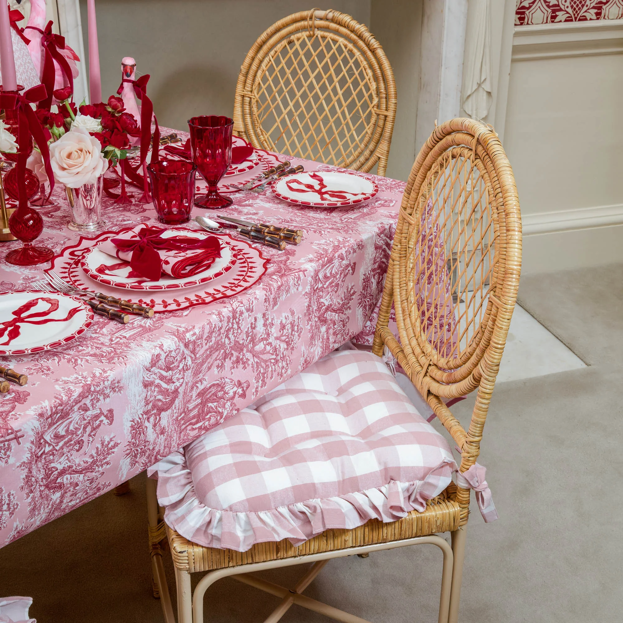 Pink Gingham Ruffle Seat Pad Cushion - Image 18
