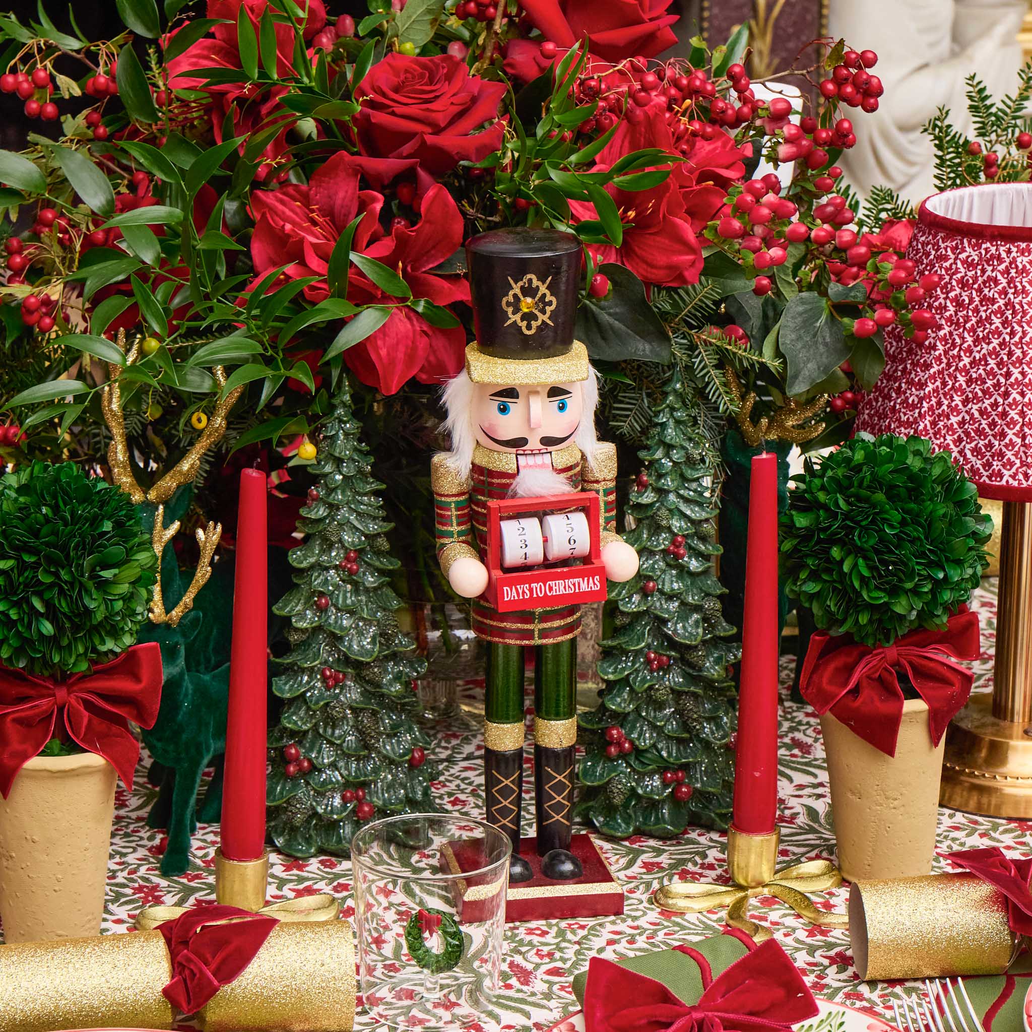 Red Ribboned Potted Boxwood Ball (Pair) - Image 3