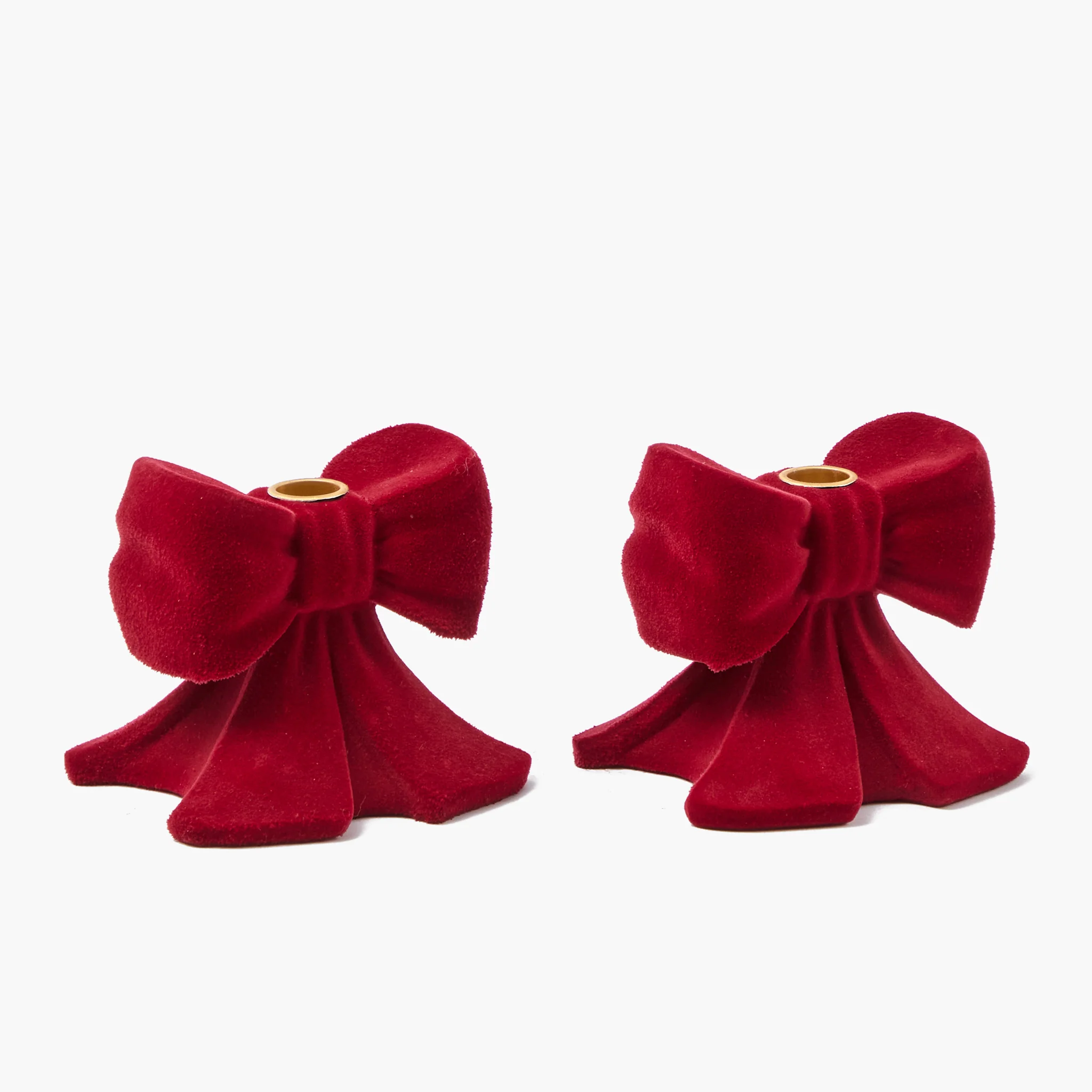 Red Velvet Bow Candle Holders (Pair) - Image 7