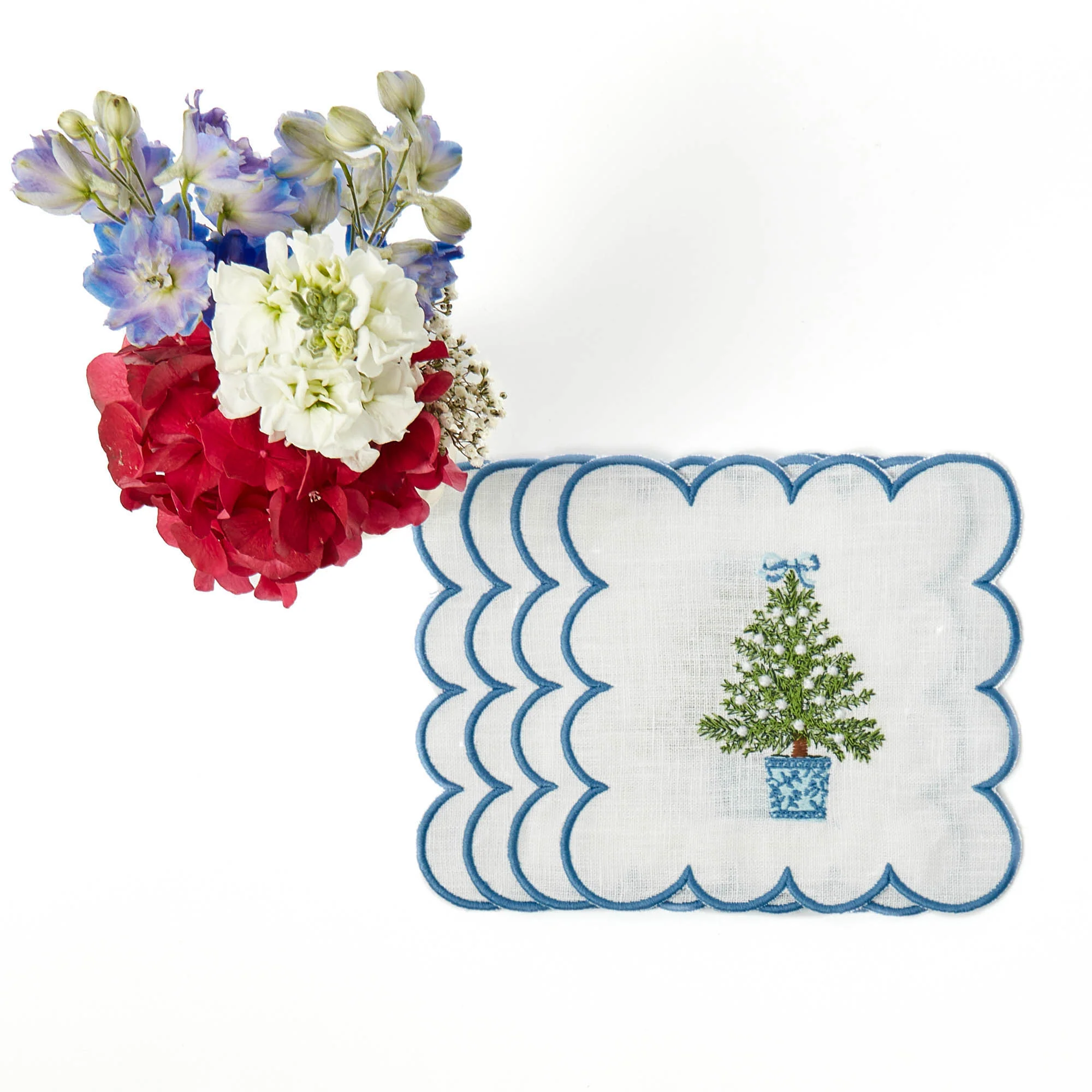 Scalloped Christmas Tree Cocktail Napkins (Set of 4) - Image 3