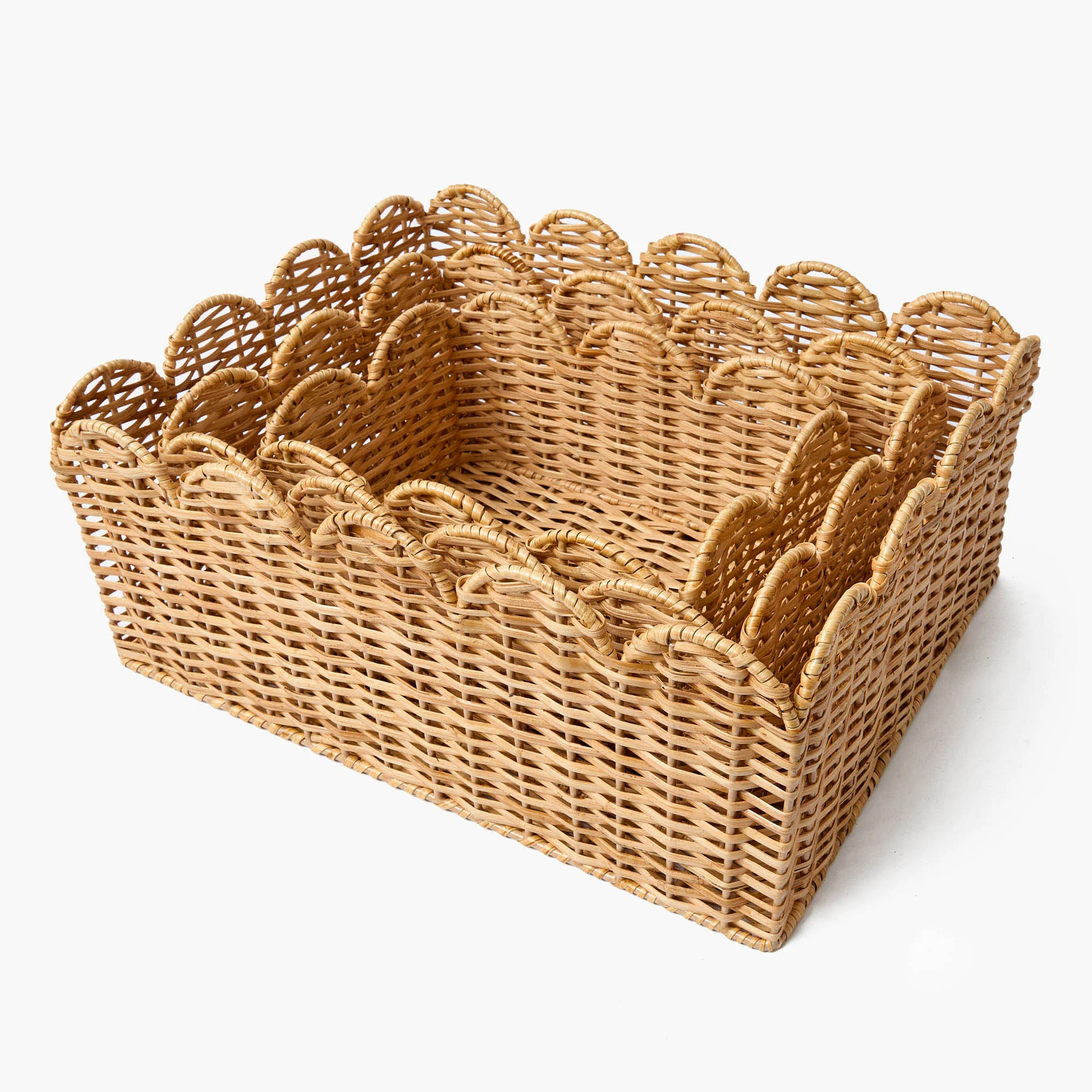 Scalloped Rattan Baskets (Set of 3) - Image 7