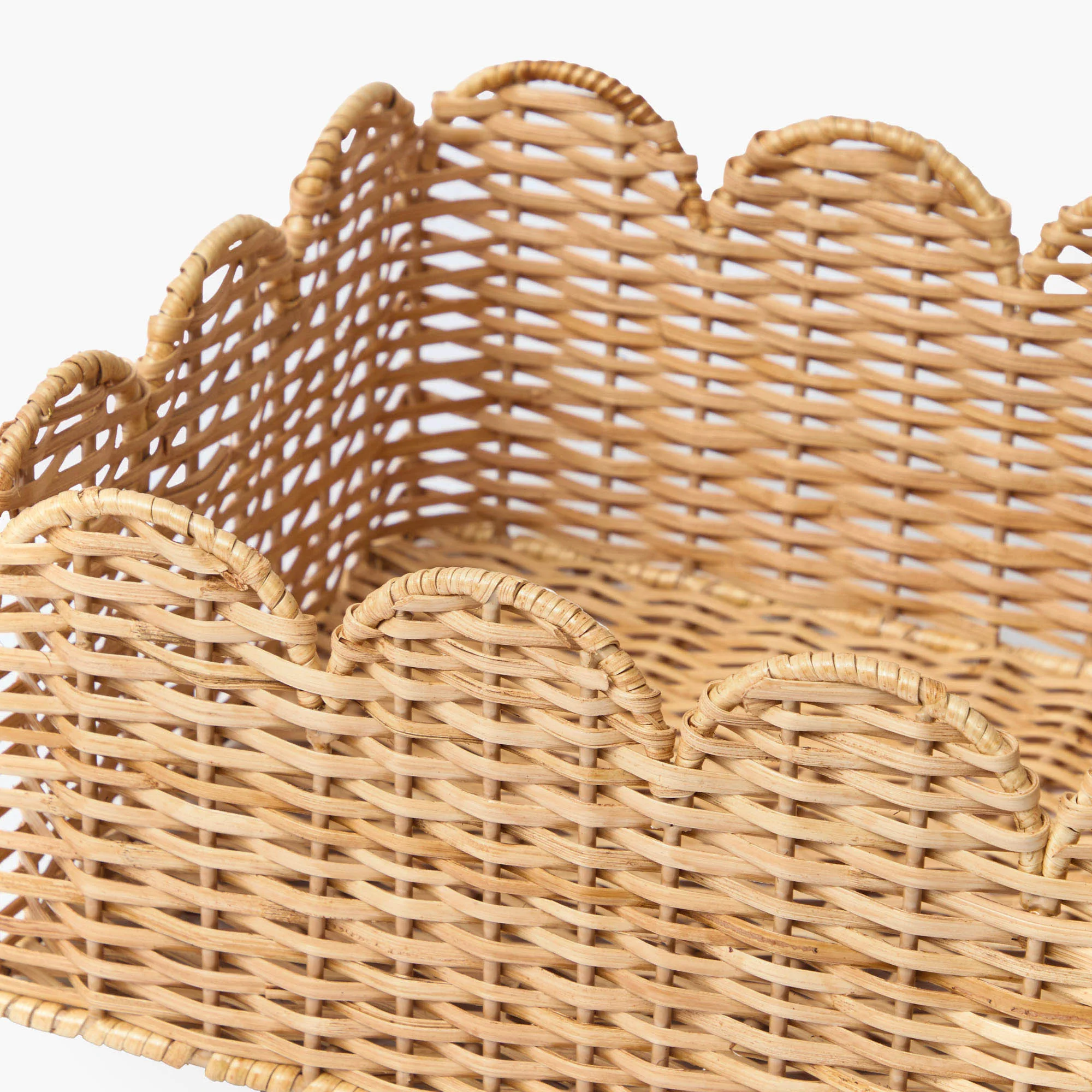 Scalloped Rattan Baskets (Set of 3) - Image 9