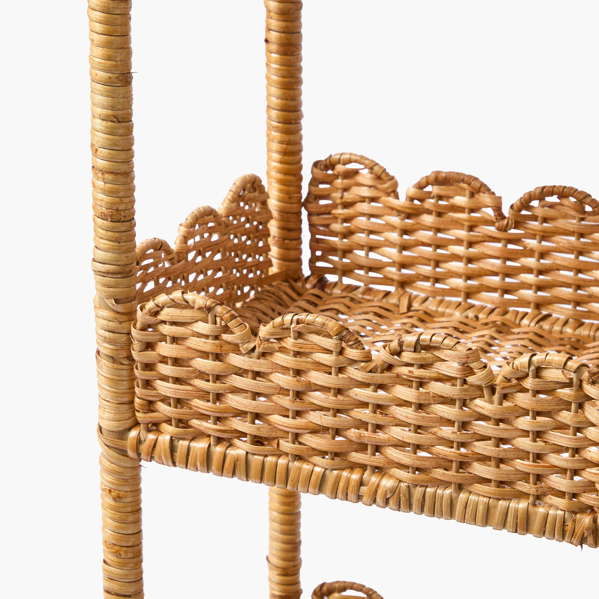 Scalloped Tiered Rattan Side Table - Image 4