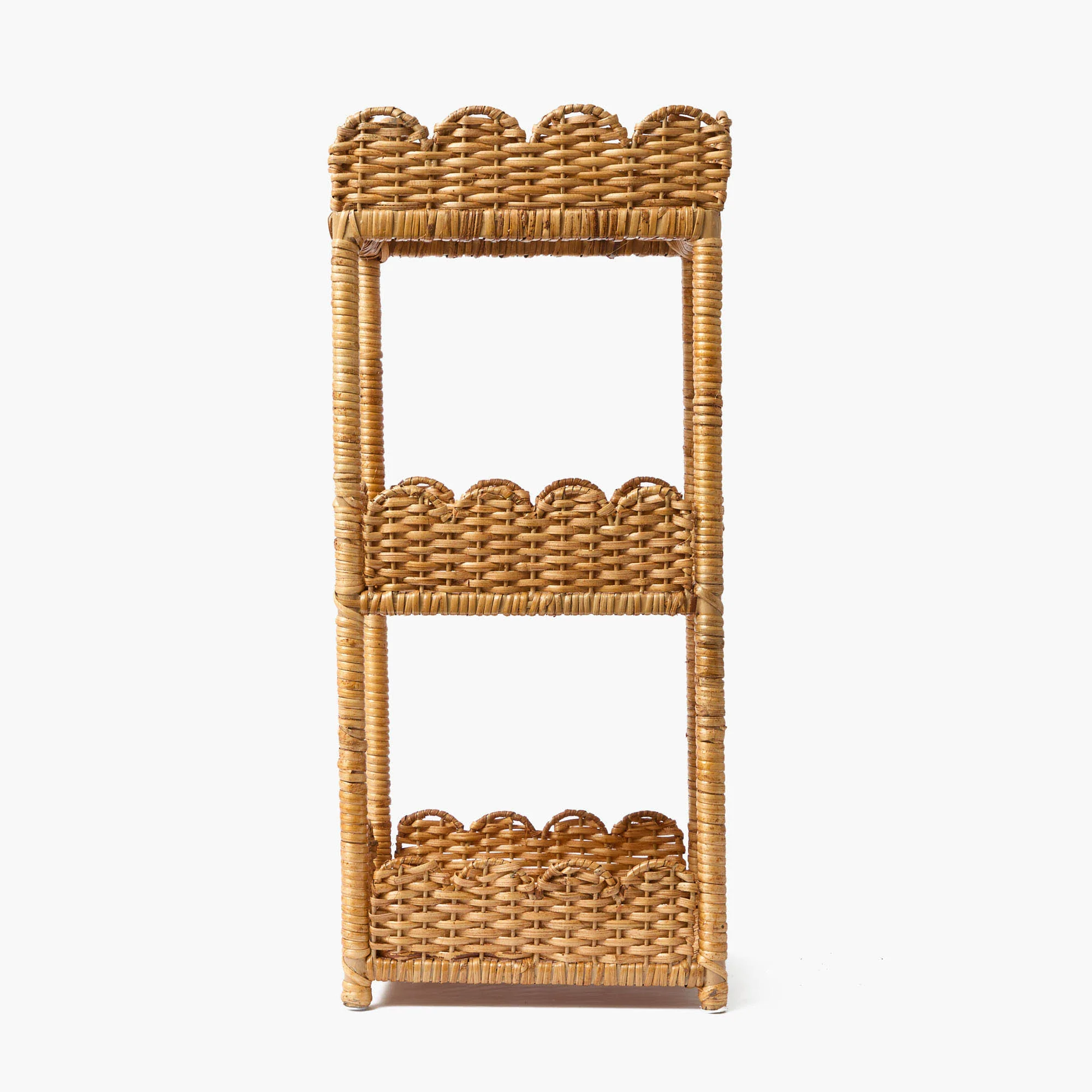 Scalloped Tiered Rattan Side Table - Image 7