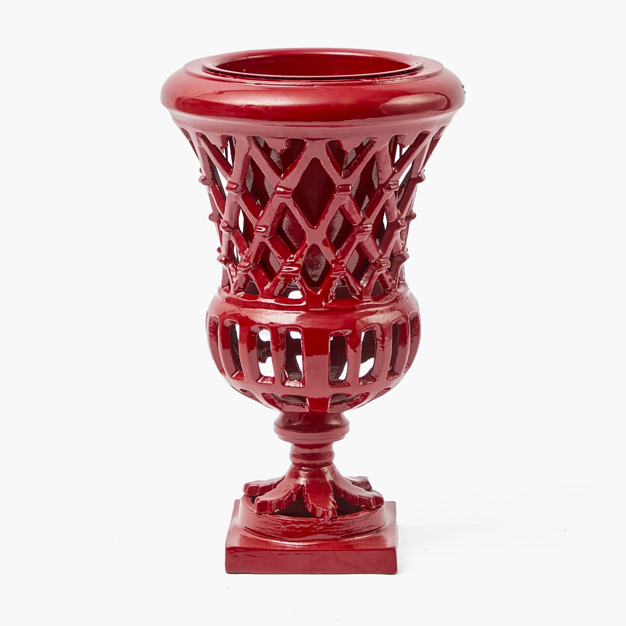 Red Small Adelaide Lattice Urn Vase - Image 7