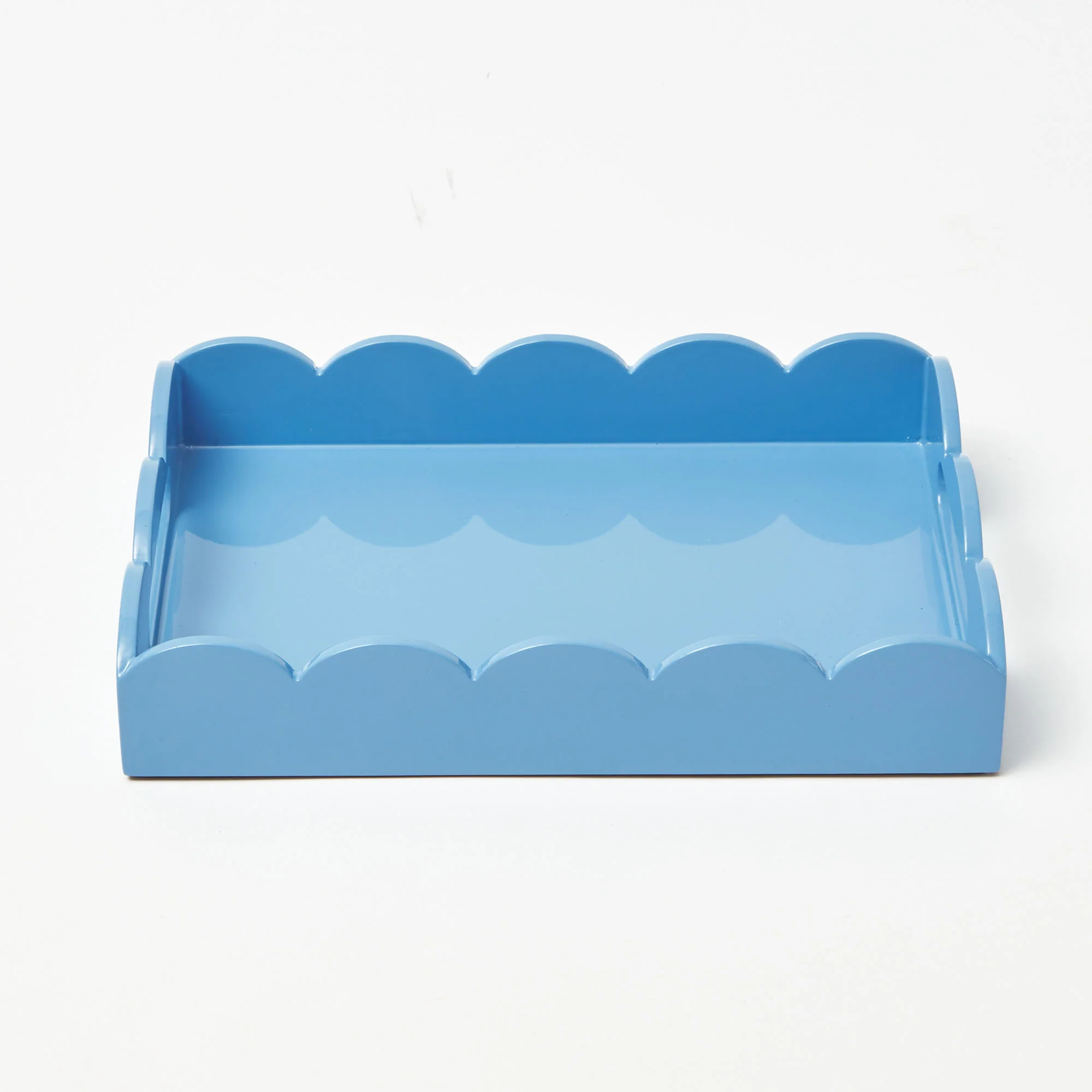 Blue Small Scalloped Lacquer Tray - Image 4