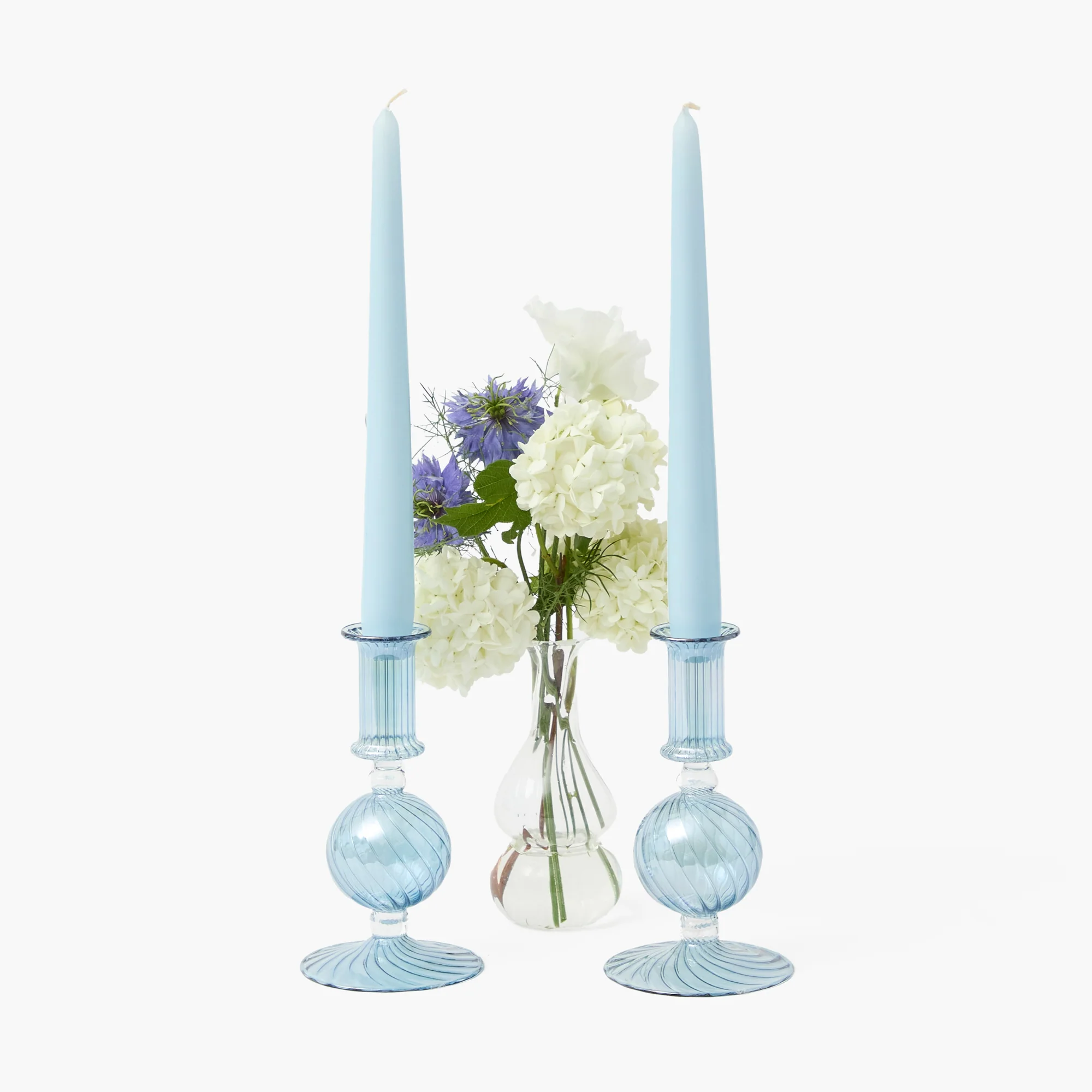 Small Camille Azure Candle Holders (Pair) - Image 14