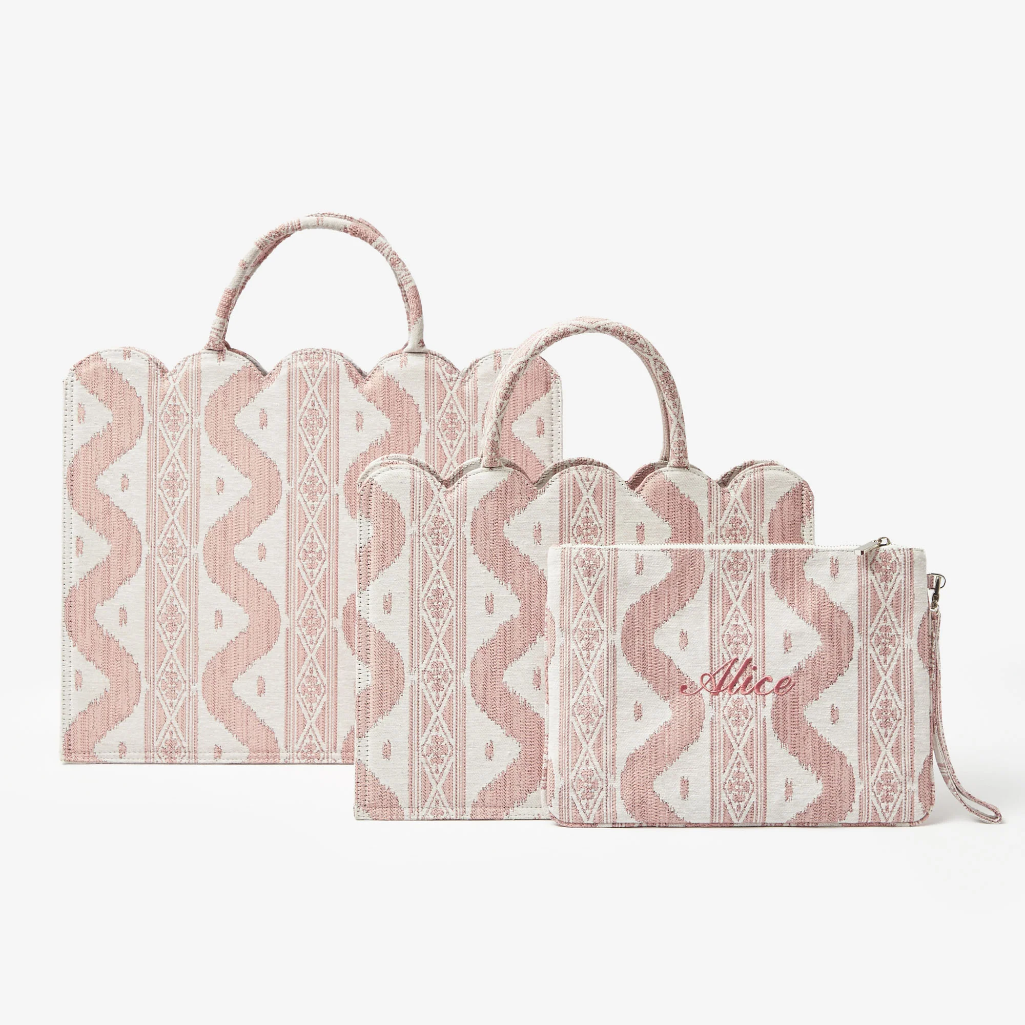 Small Mrs. Alice Tote Bag (Pink Ikat) - Image 10