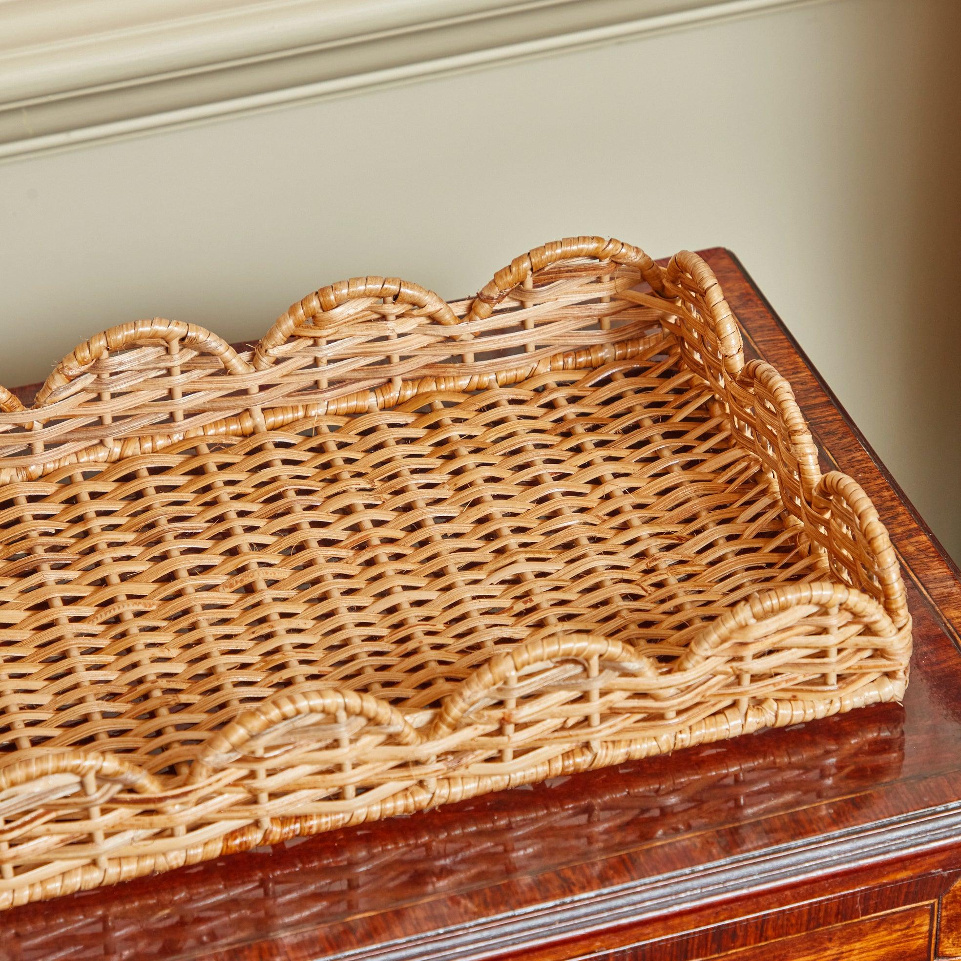 Natural Small Scalloped Rattan Tray - Image 10