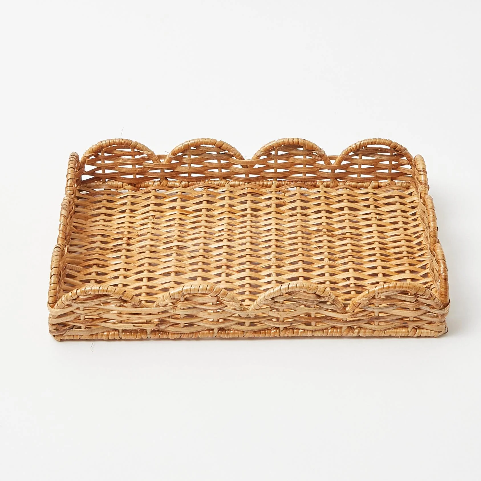 Natural Small Scalloped Rattan Tray - Image 3