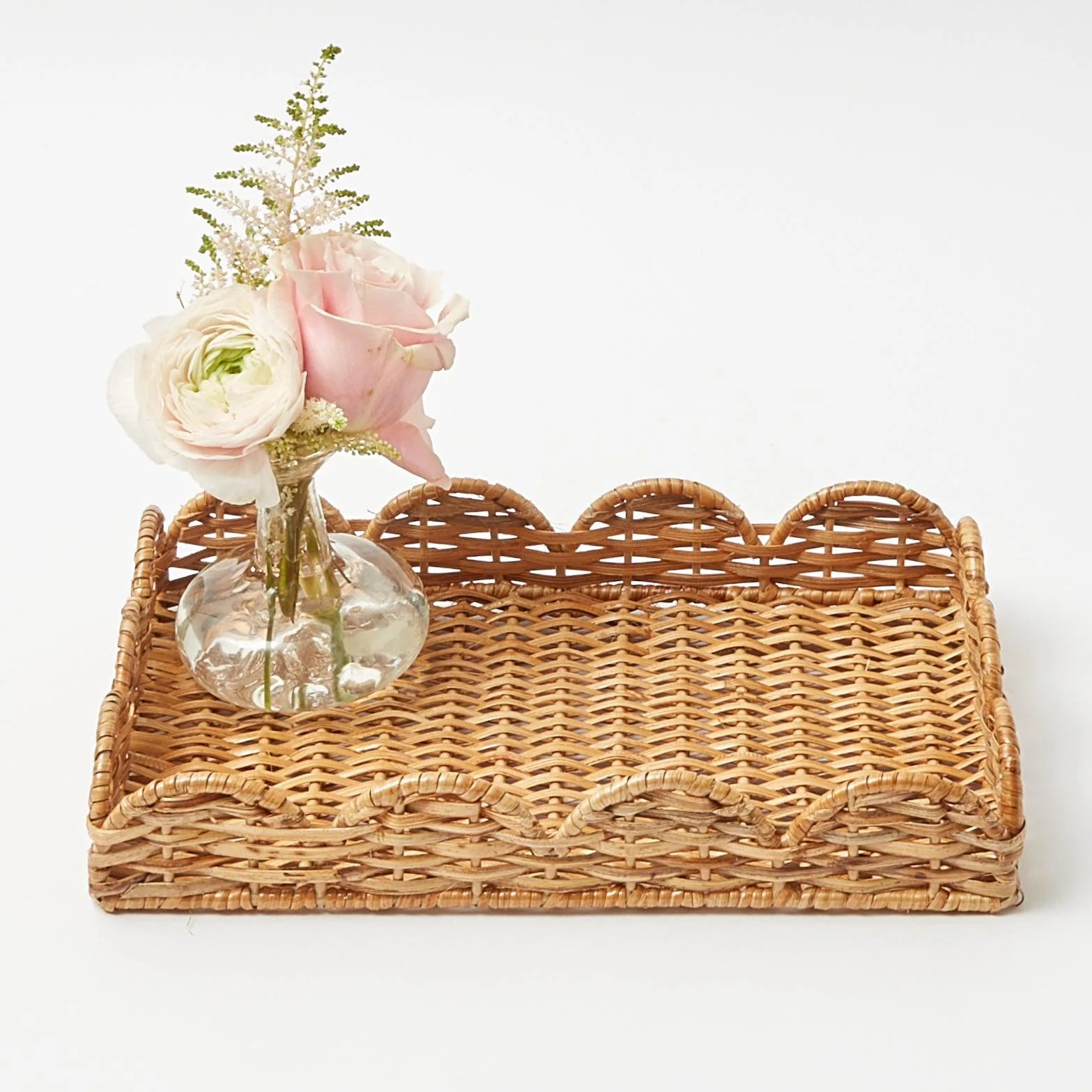 Natural Small Scalloped Rattan Tray - Image 6