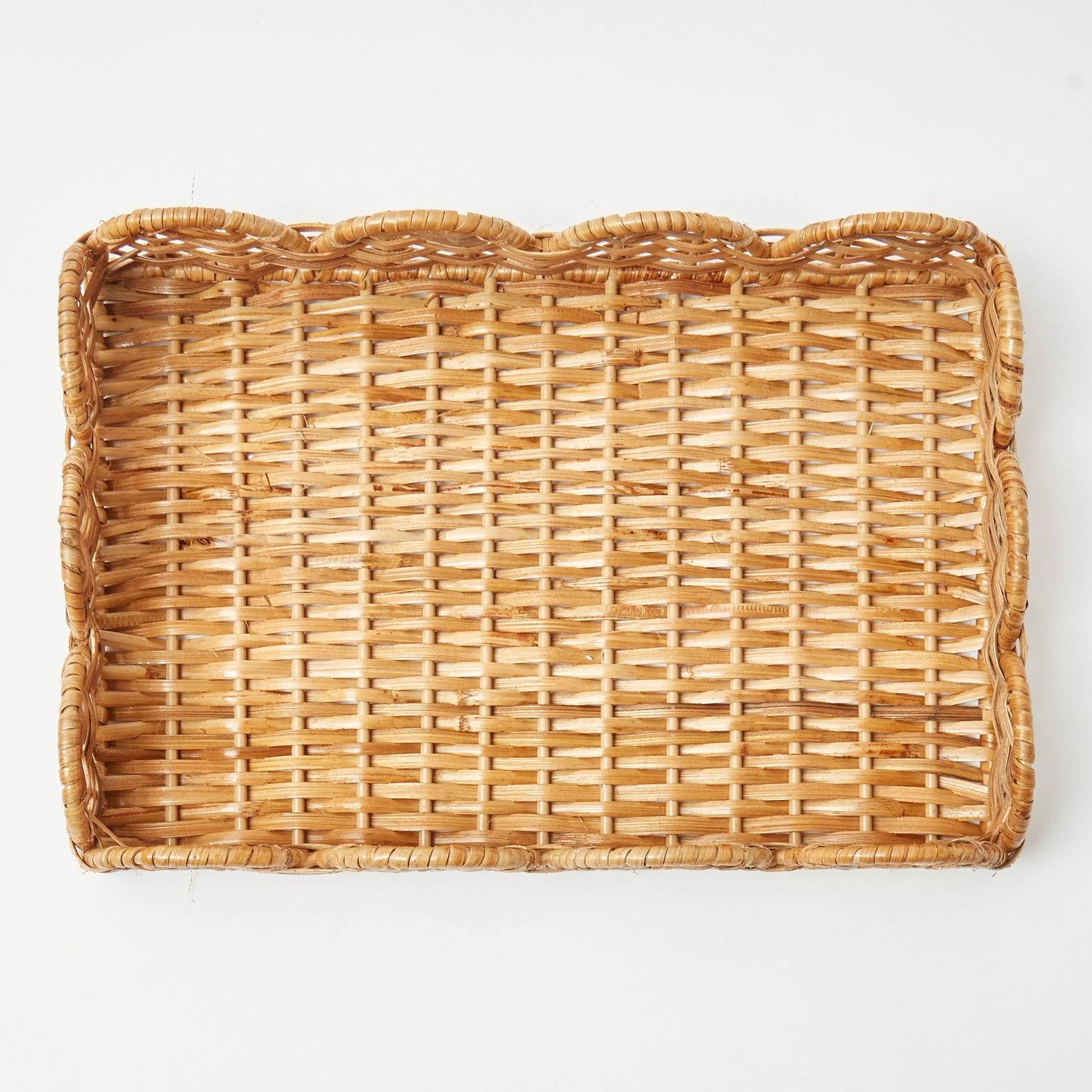 Natural Small Scalloped Rattan Tray - Image 9