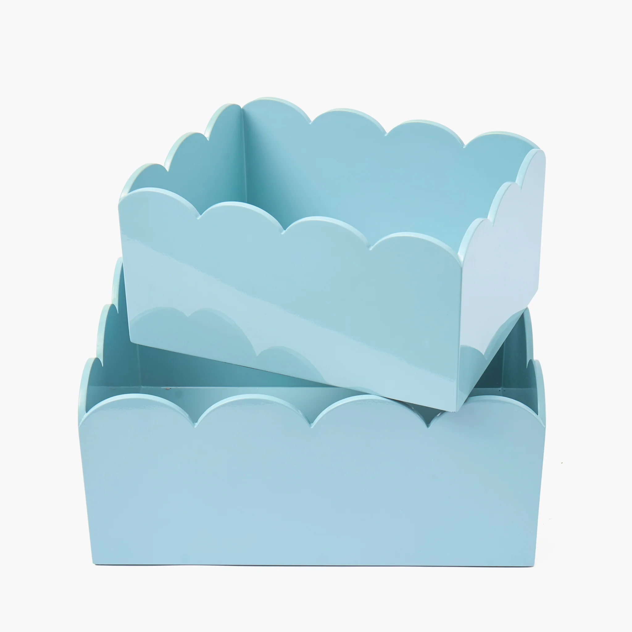Duck-egg Blue Lacquer Storage Boxes (Set of 2)