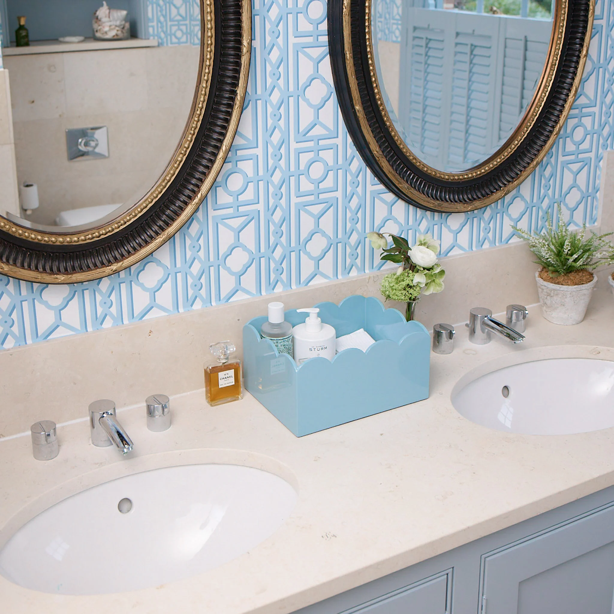 Duck-egg Blue Lacquer Storage Boxes (Set of 2) - Image 3
