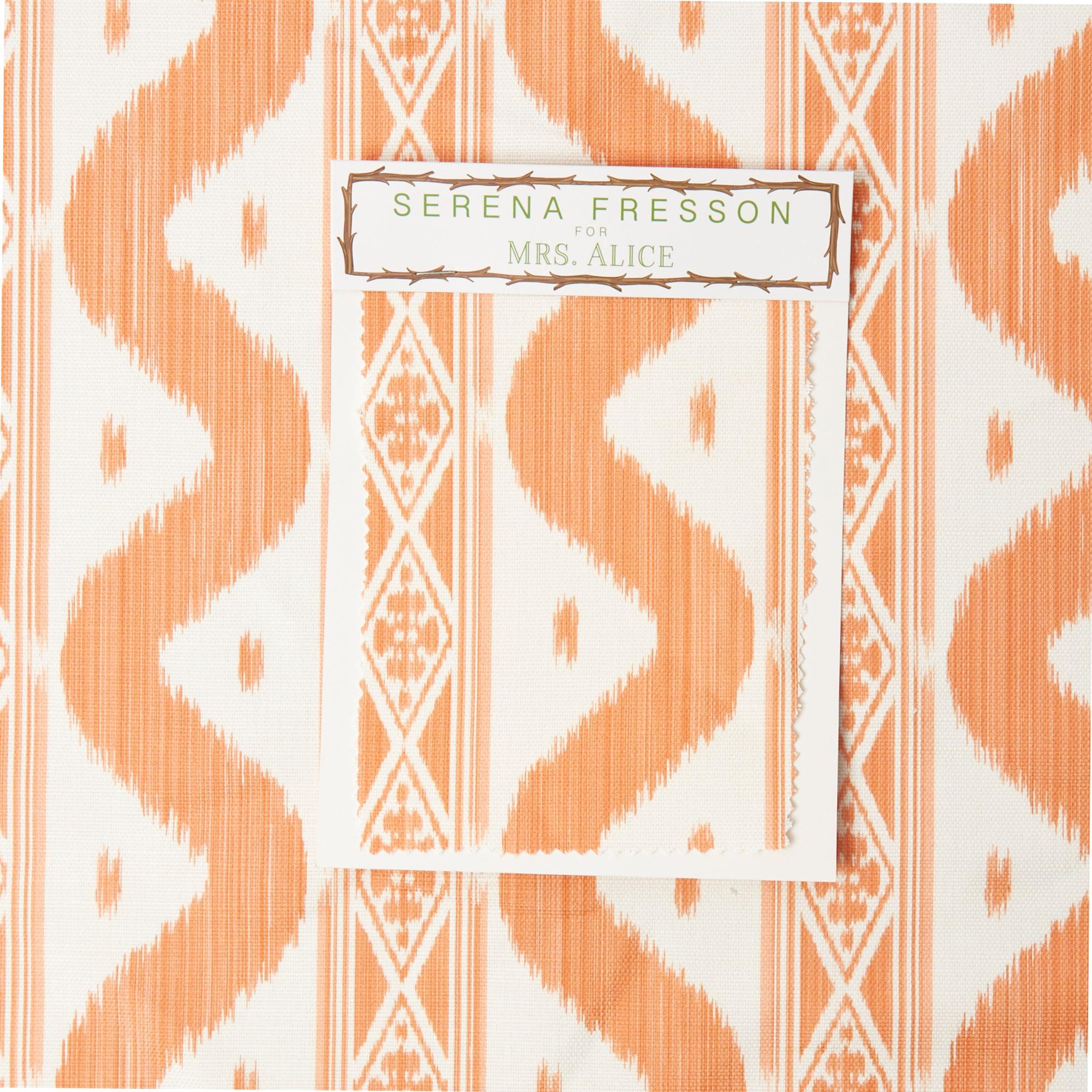 Soft Coral Ikat Stripe Fabric - Image 3