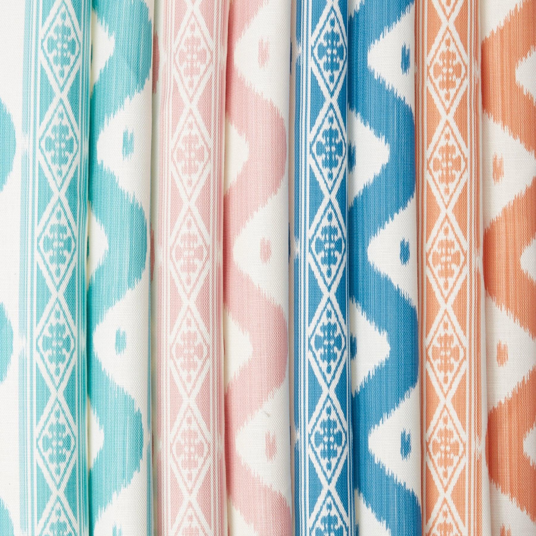 Soft Coral Ikat Stripe Fabric - Image 4