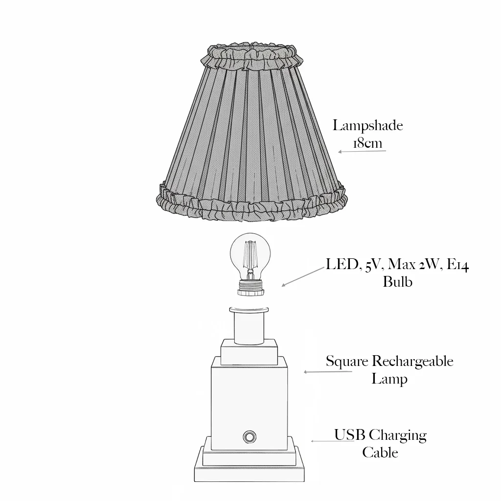 Square Rechargeable Lamp with Cobalt & Red Lotus Shade (18cm) - Image 9
