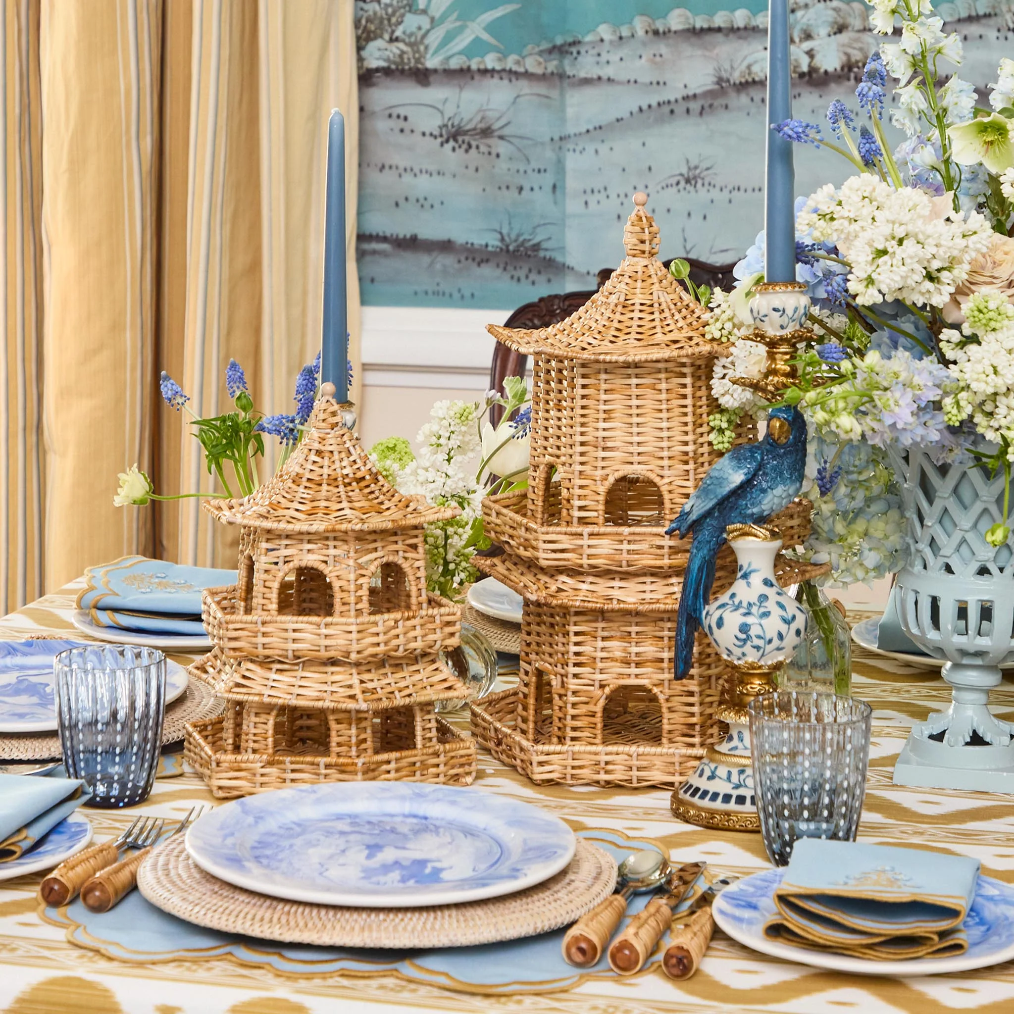 Thea Rattan Pagoda Lantern - 30cm - Image 2
