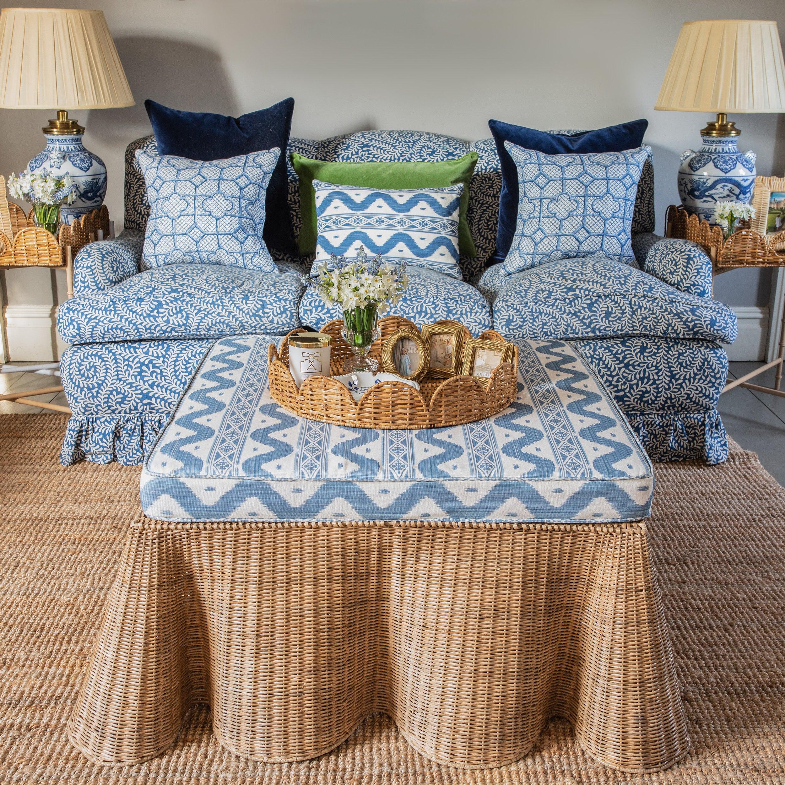 Vivienne Rattan Scalloped Ottoman - Image 3
