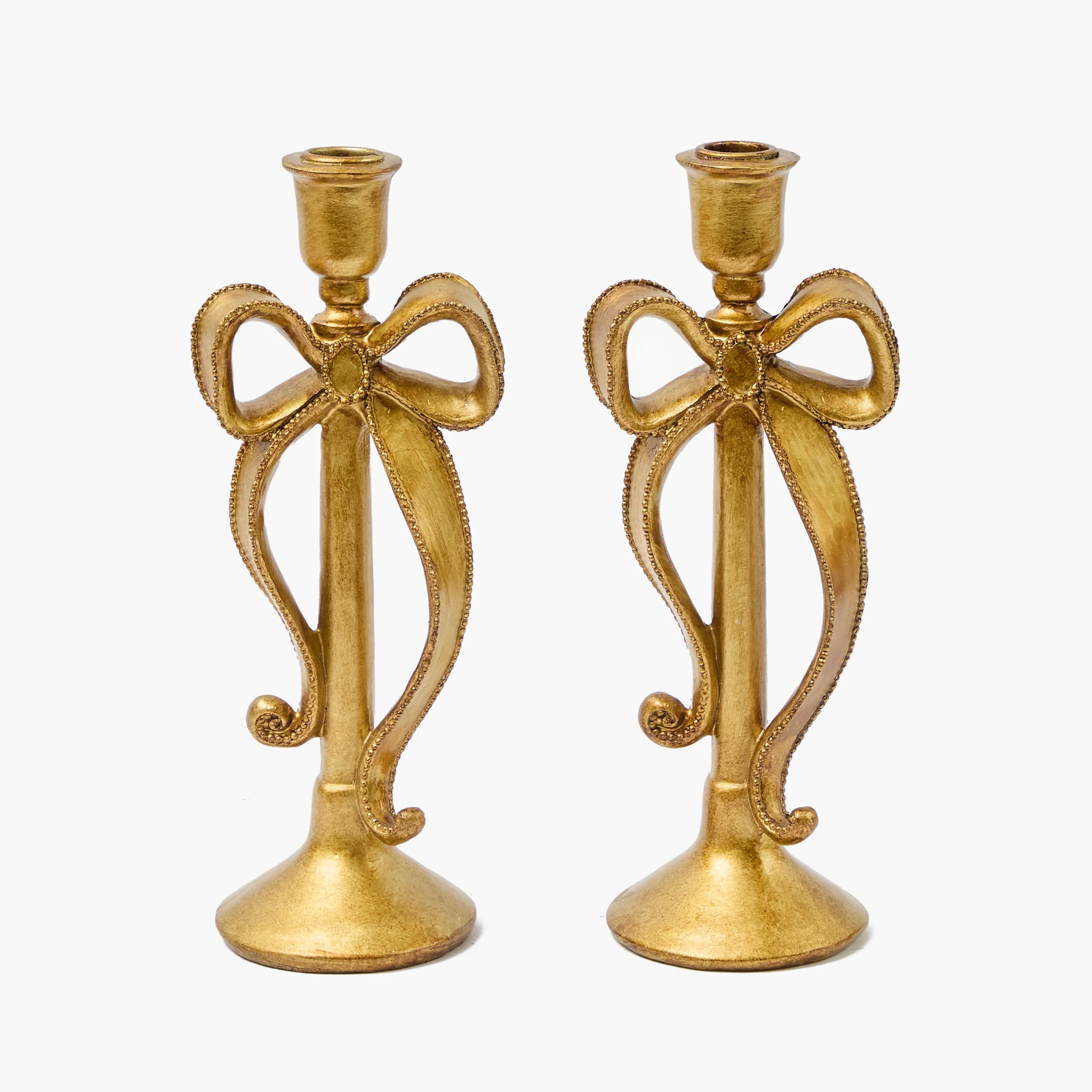 Whimsical Gold Bow Candle Holders (Pair) - Image 11